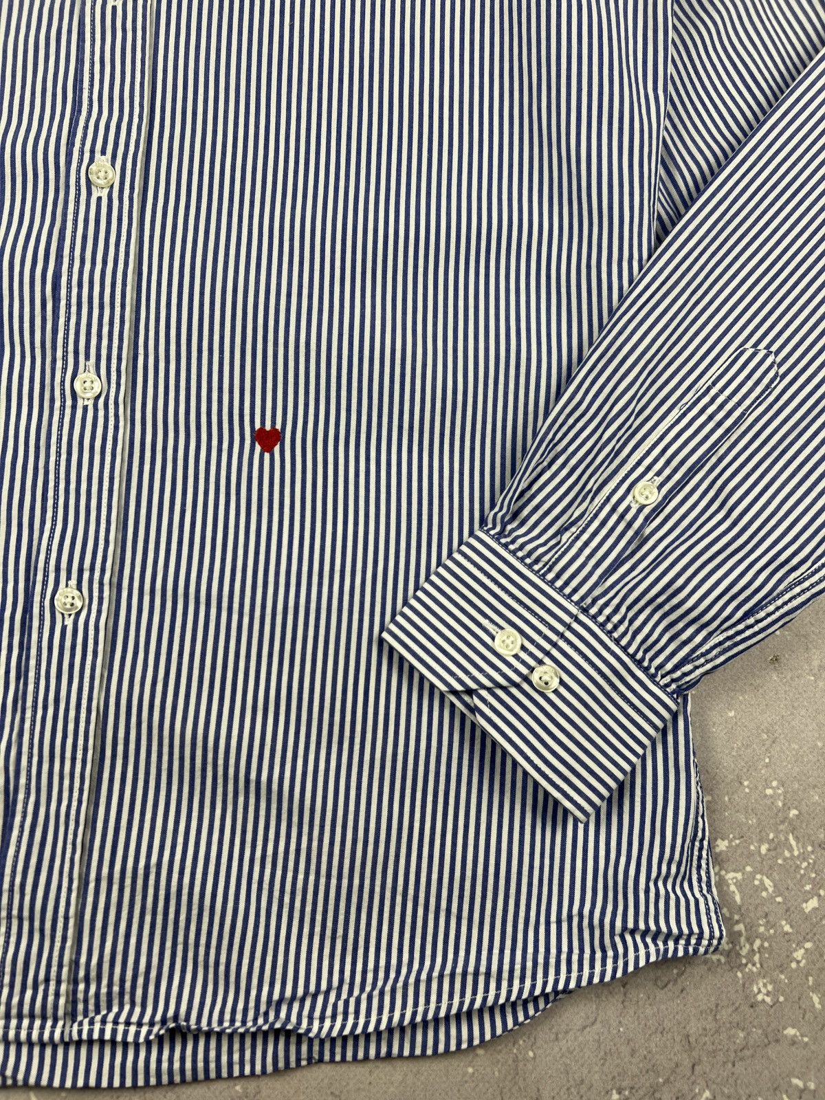 Moschino Vintage Moschino Mini Heart LS Cotton Striped Shirt Size US S / EU 44-46 / 1 - 4 Thumbnail