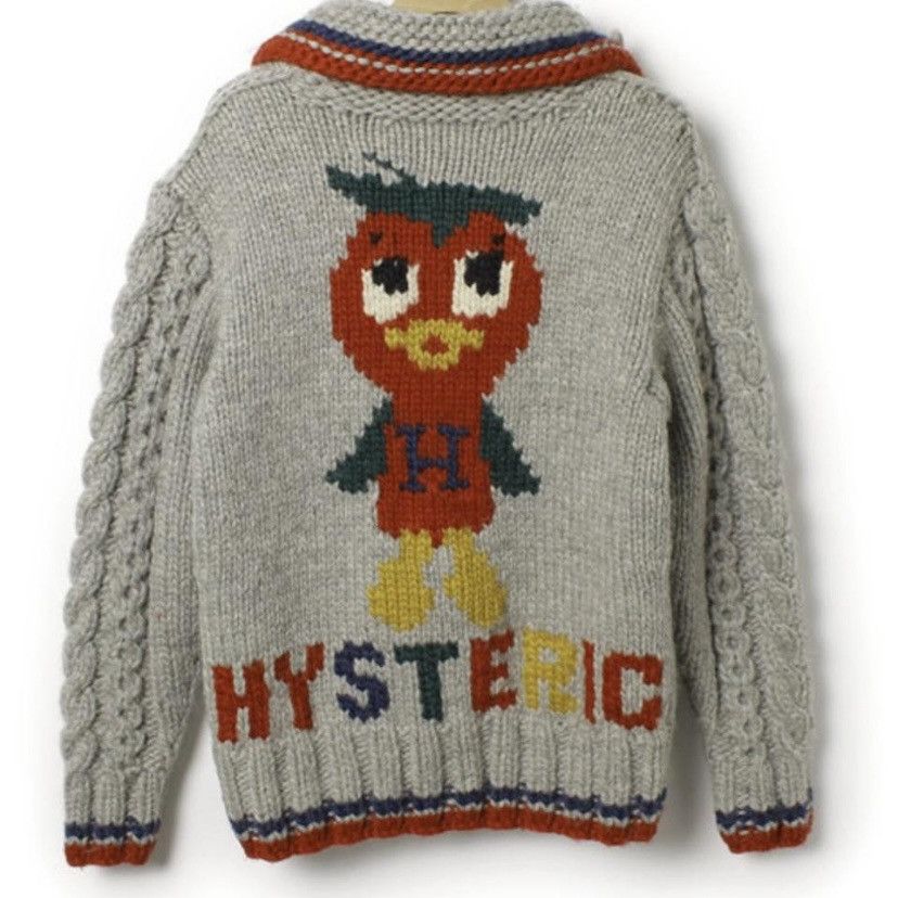 image of Hysteric Glamour Tomato Bird Cowichan in Grey, Men's (Size Medium)