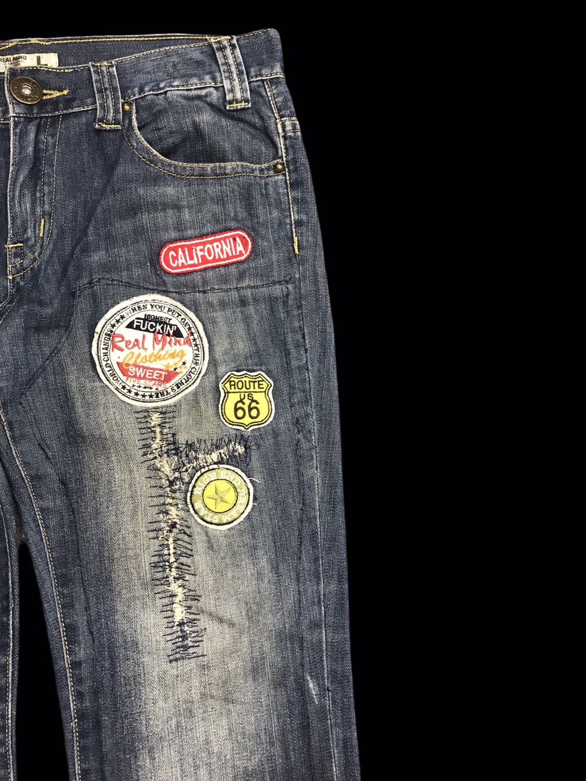 💥FLARE💥REAL MIND Patches Style Light Flare Denim F59