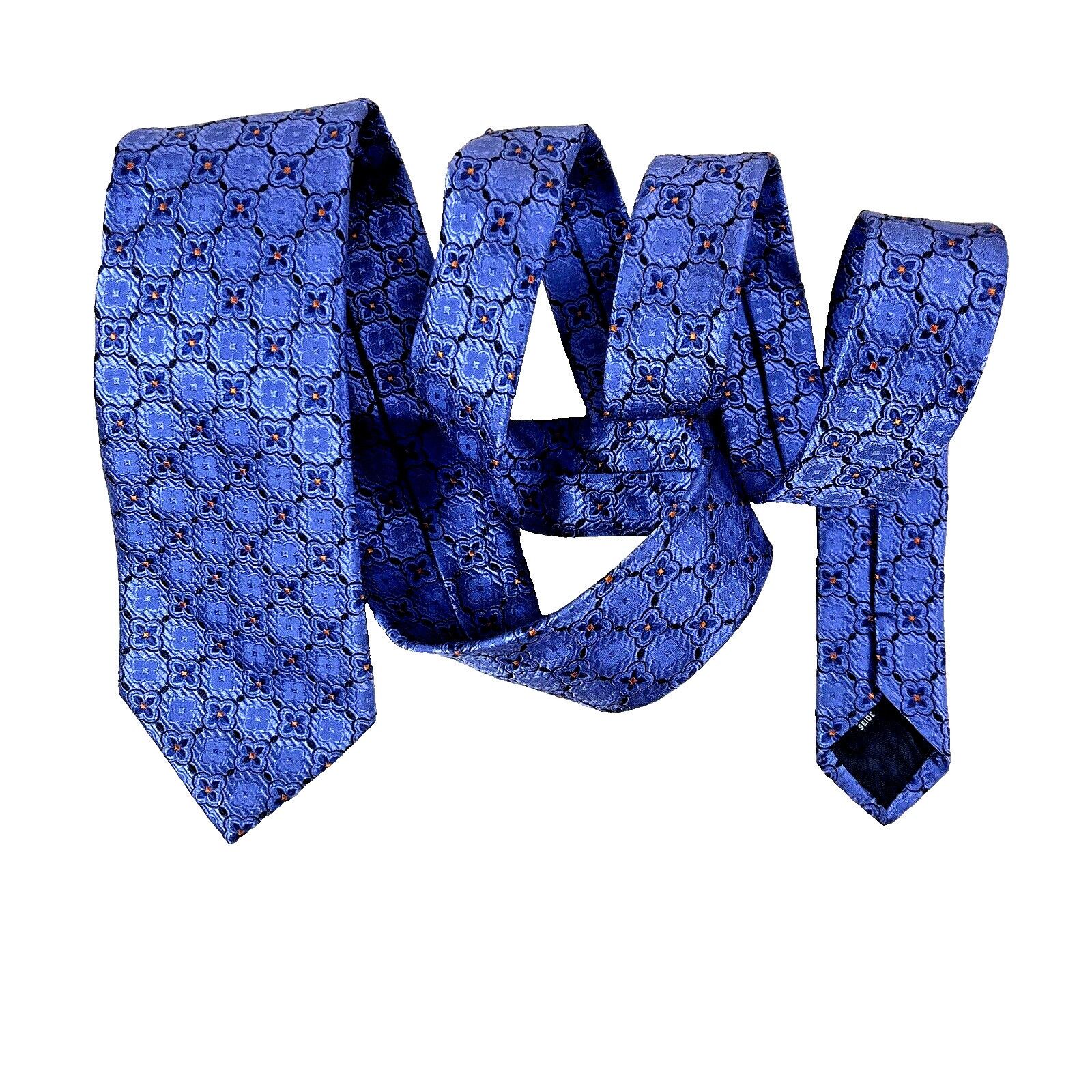 Other Bolgheri Silk Tie Blue Periwinkle Orange Foulard Jacquard Size ONE SIZE - 2 Thumbnail