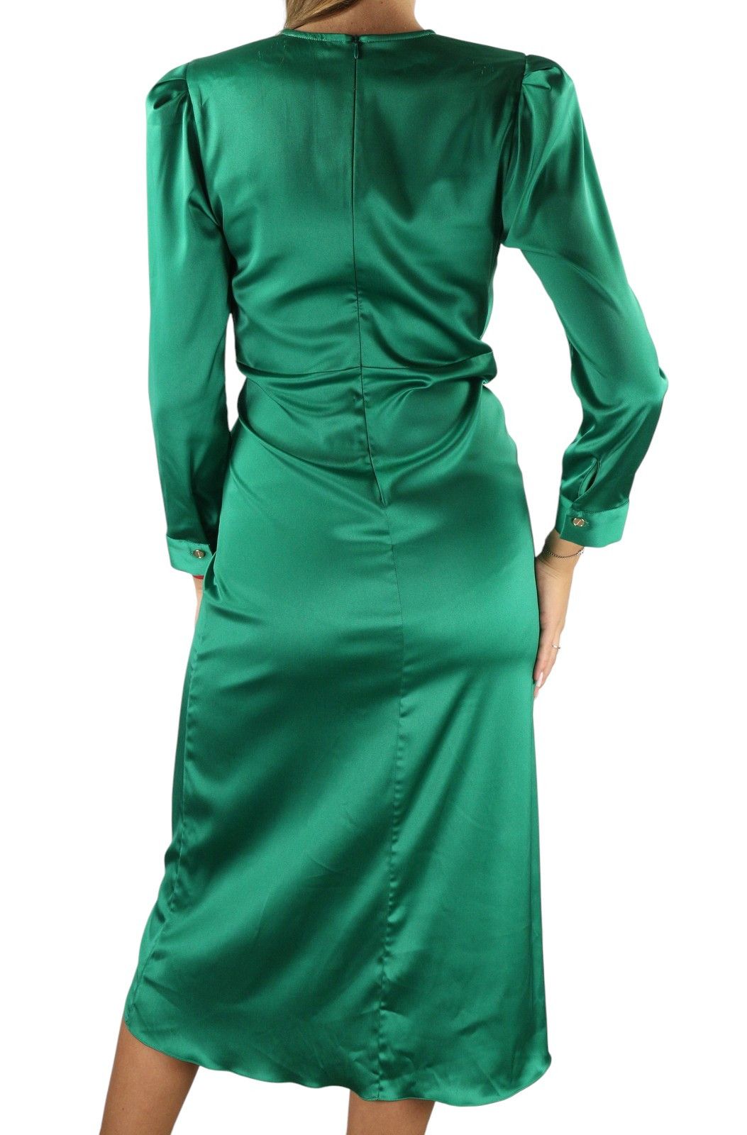 Sandro 36 S Green Ruffled Satin Effect Wrap Long Sleeve 88497 Size S / US 4 / IT 40 - 2 Thumbnail