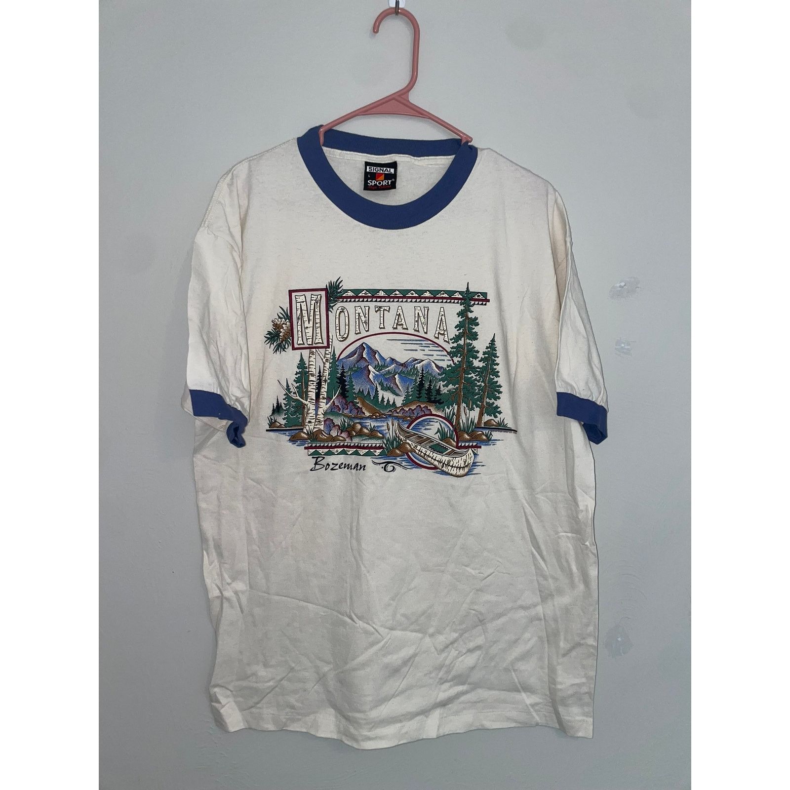 Vintage Vintage Montana Tee Signal Sport USA Nature Ringer L 90s Size US L / EU 52-54 / 3 - 1 Thumbnail