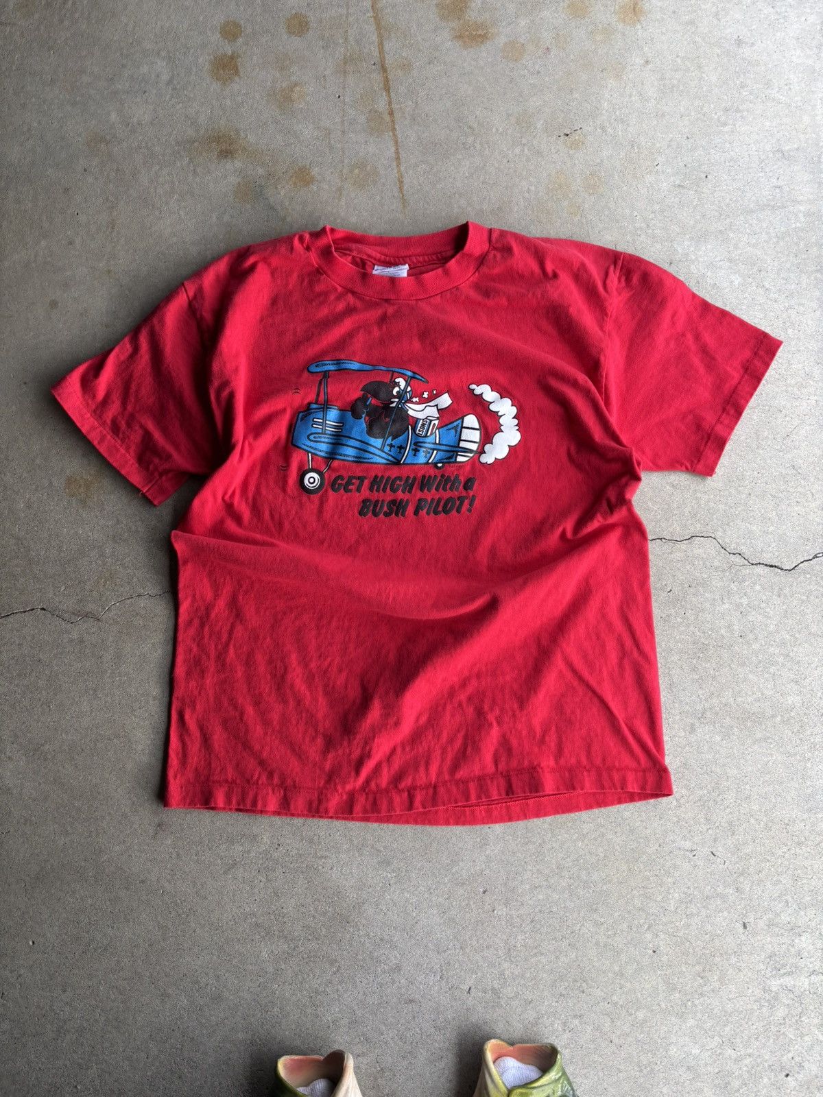 Vintage Crazy 90s Get High With A Bush Pilot Boxy Shirt Size US L / EU 52-54 / 3 - 1 Thumbnail