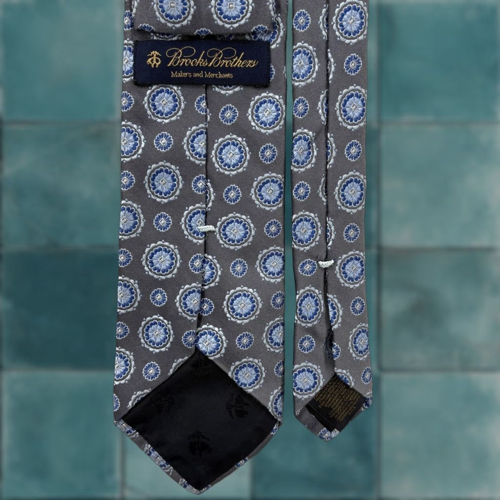 Brooks Brothers Brooks Brothers Tie Necktie Mens Gray Silk Jacquard Floral USA Italian Business Size ONE SIZE - 1 Thumbnail