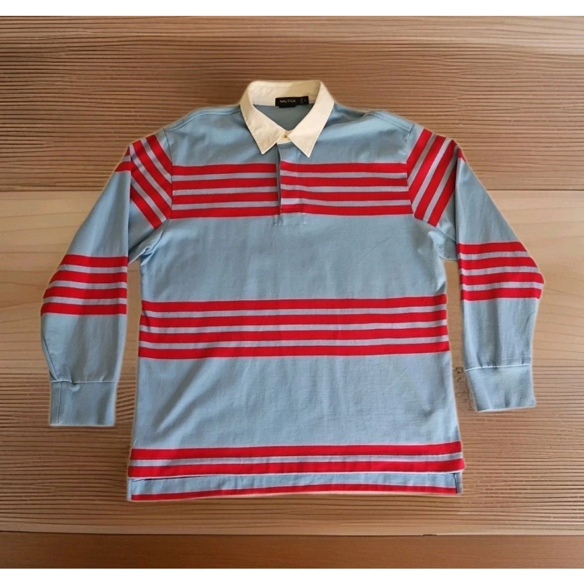 Nautica Nautica Rugby Polo Shirt Long Sleeve Blue/Red Striped XL Size US XL / EU 56 / 4 - 1 Thumbnail