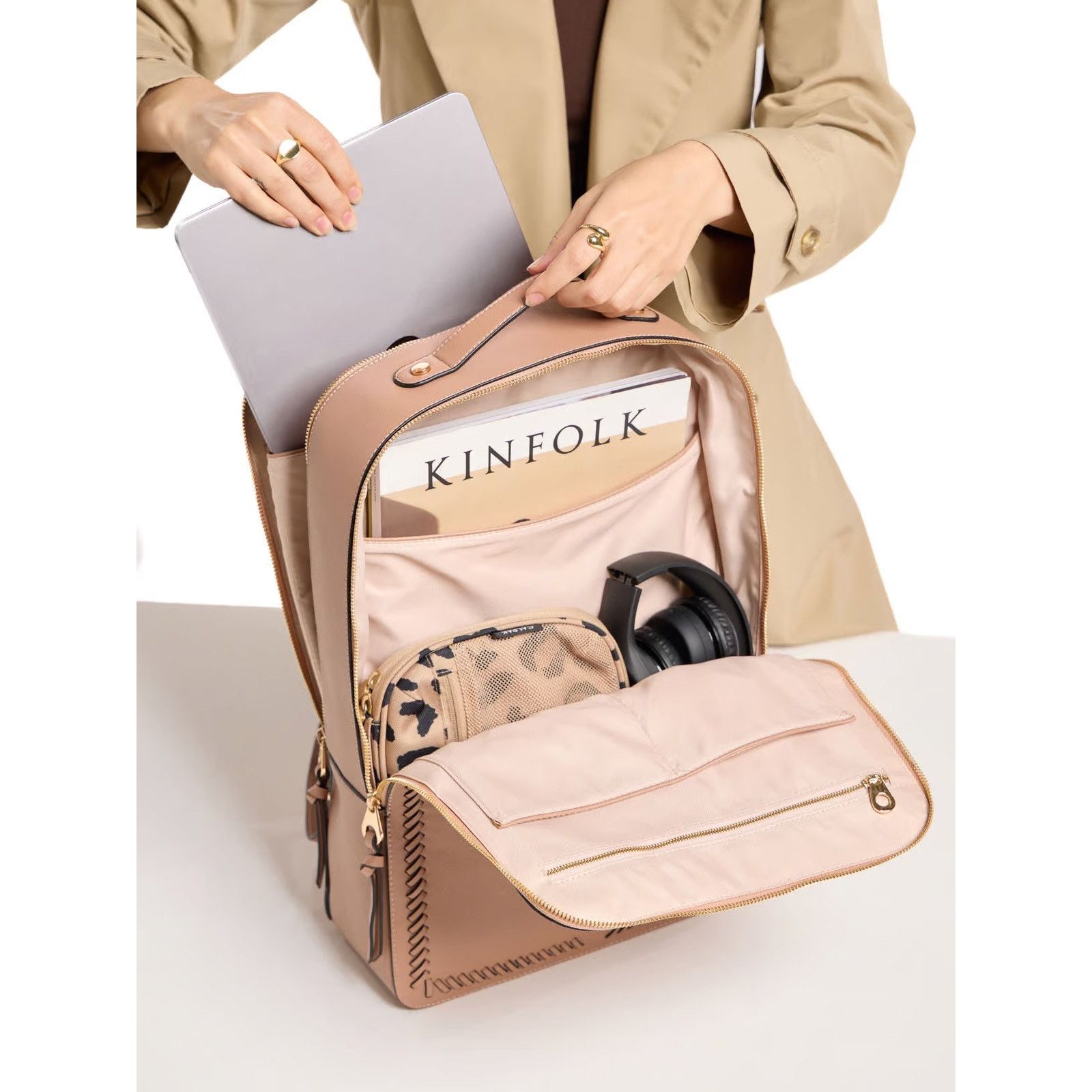 Designer Calpak Kaya 15 inch Laptop Backpack in Caramel $118 Size ONE SIZE - 2 Thumbnail