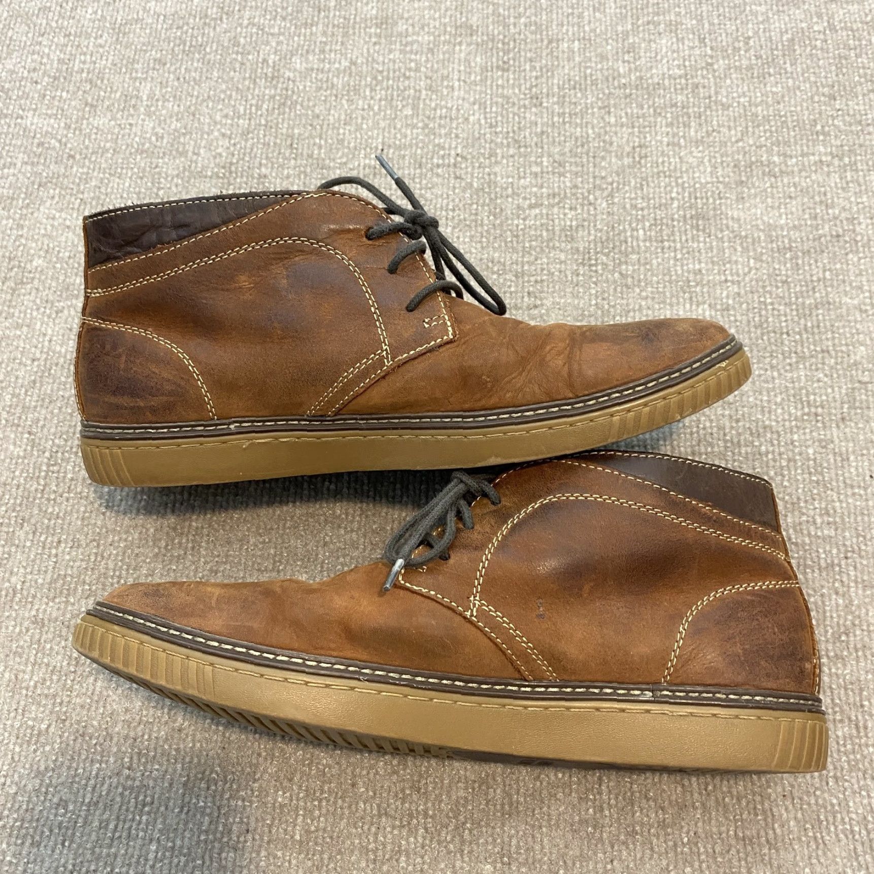 Johnston & Murphy Boots Mens 10.5 M Brown Leather Chukka Casual Comfort