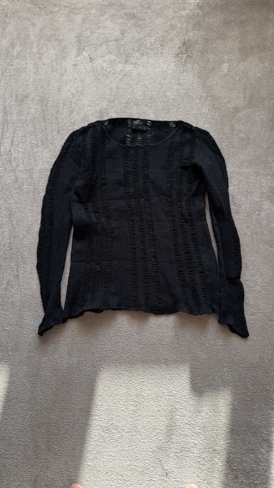If Six Was Nine Archive Helmut Lang LGB cdg Style Wool Knit Mesh Raw Sweater Size US S / EU 44-46 / 1 - 2 Thumbnail