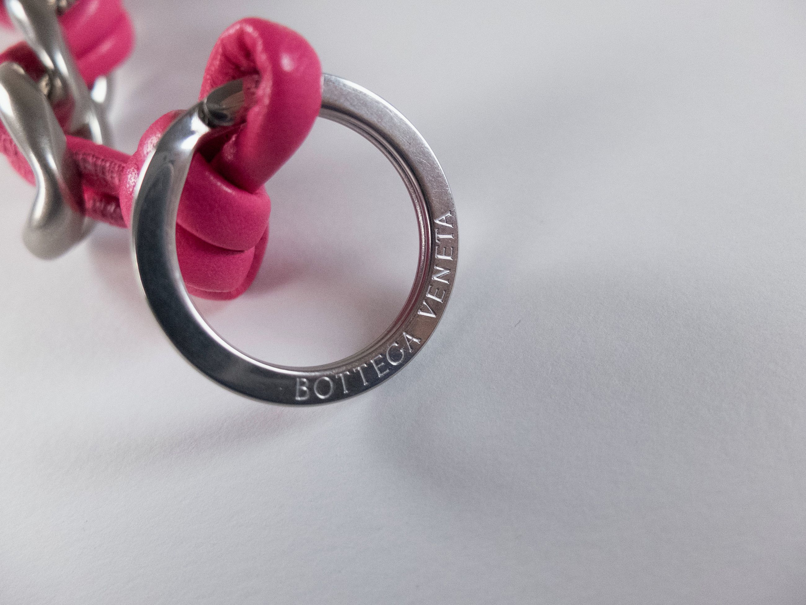 Bottega Veneta BOTTEGA VENETA pink & silver nappa leather knotted keyring q Size ONE SIZE - 3 Thumbnail