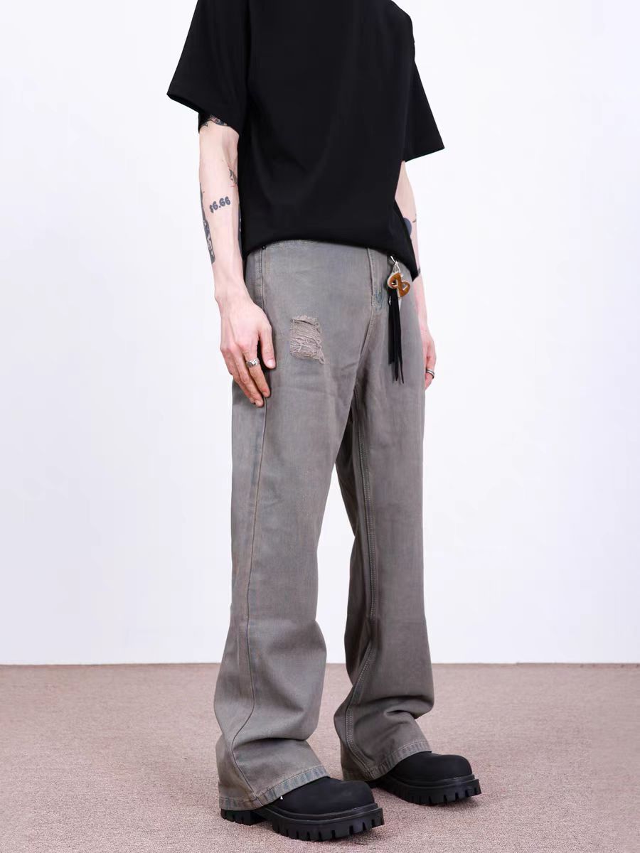 Japanese Brand × Jean Distressed straight-leg ripped slightly flared jeans Size US 32 / EU 48 - 1 Thumbnail