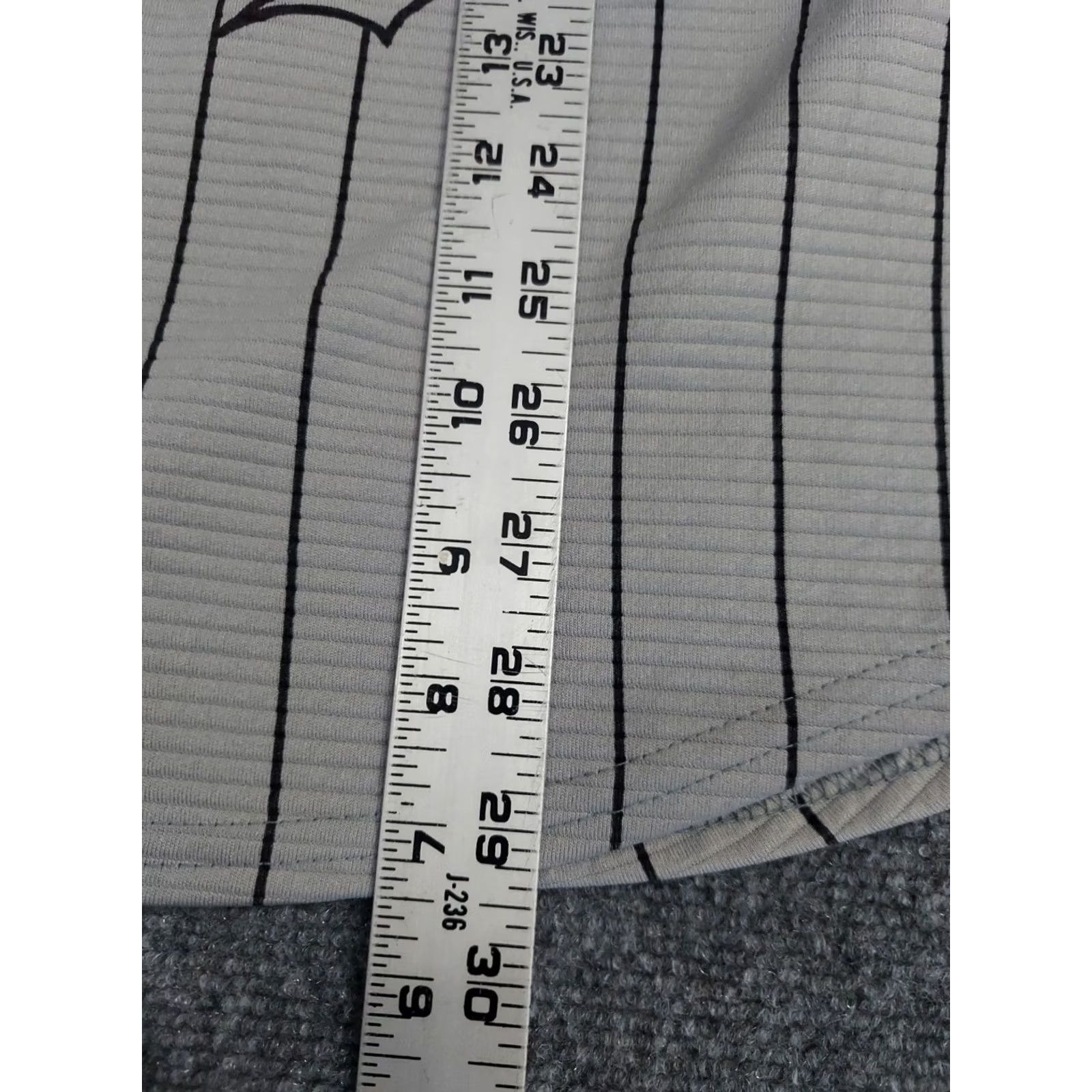 Vintage New York Jersey Mens Large Gray Striped Baseball Button Usa Sports Sample, Men's — image 6 of 6