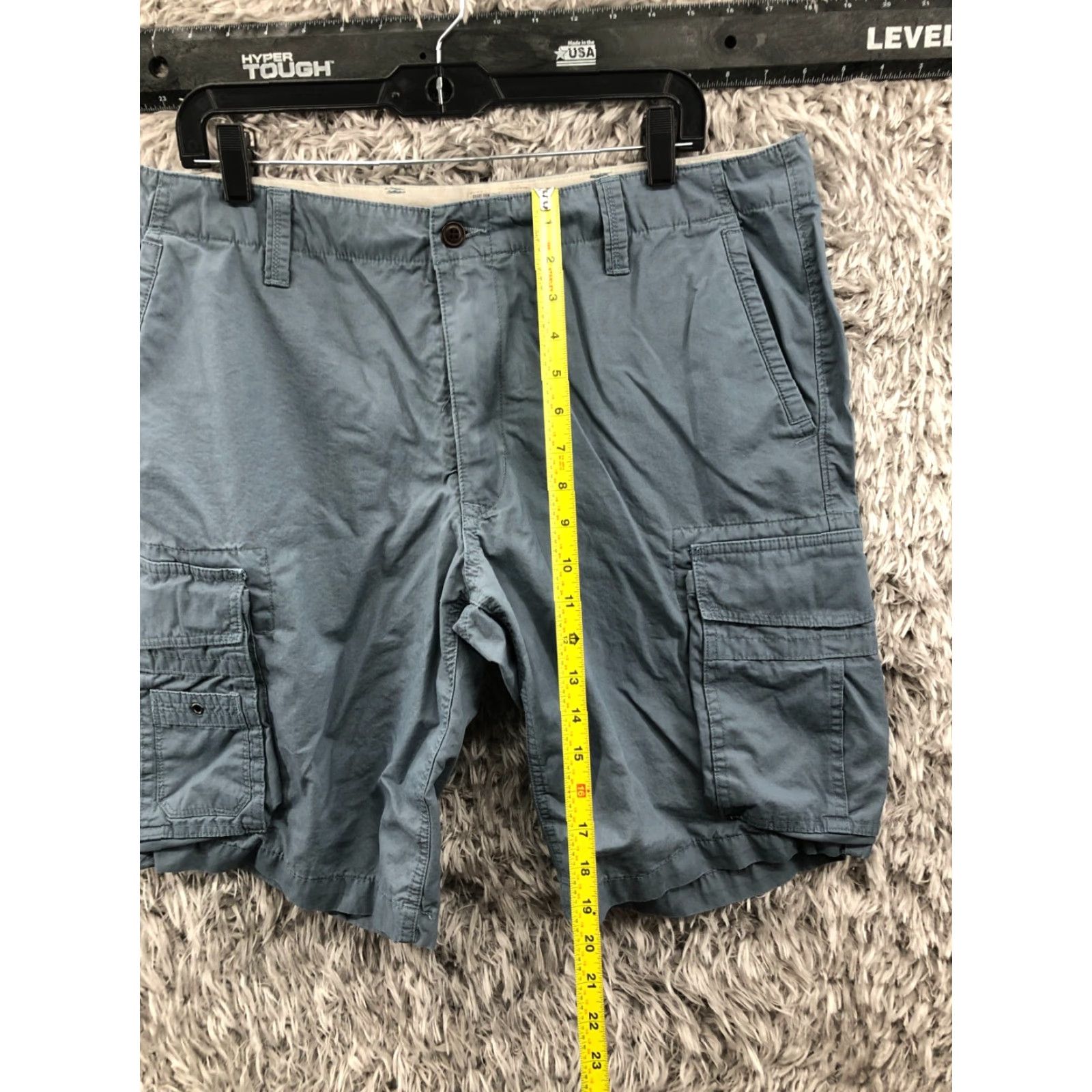 Dockers DOCKERS Cargo Shorts Mens 36 Mid Rise Dark Wash Blue Khaki 5-Pocket Regular Inseam 10in Cotton Blend Knit Image: Logo Casual Summer Spring Fall Mens Size US 36 / EU 52 - 3 Thumbnail
