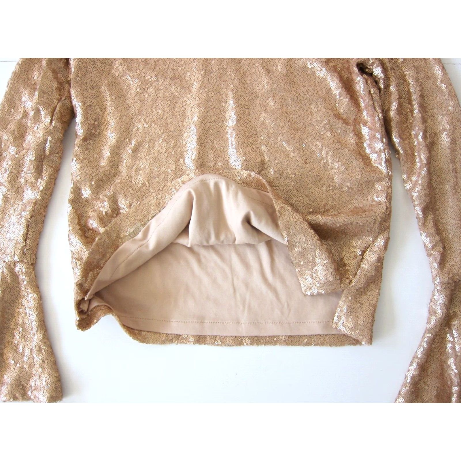 Vintage Halogen Blouse Pink V-Neck Long Sleeve Beaded Sparkly Sequin Flare Top Small Women Size S / US 4 / IT 40 - 5 Thumbnail