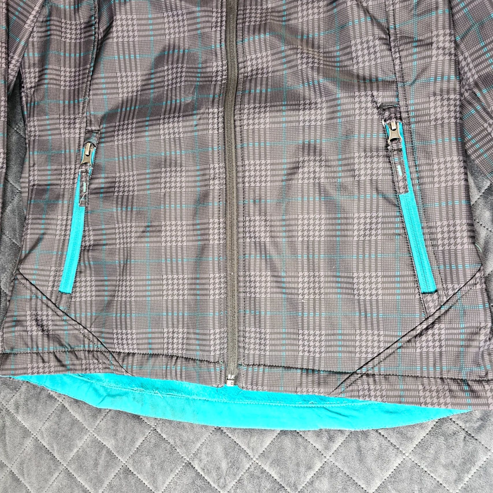 Free Country Free Country Jacket Teens Size S Turquoise Lined Plaid Gray Hooded Faux Fur Size S / US 4 / IT 40 - 4 Thumbnail