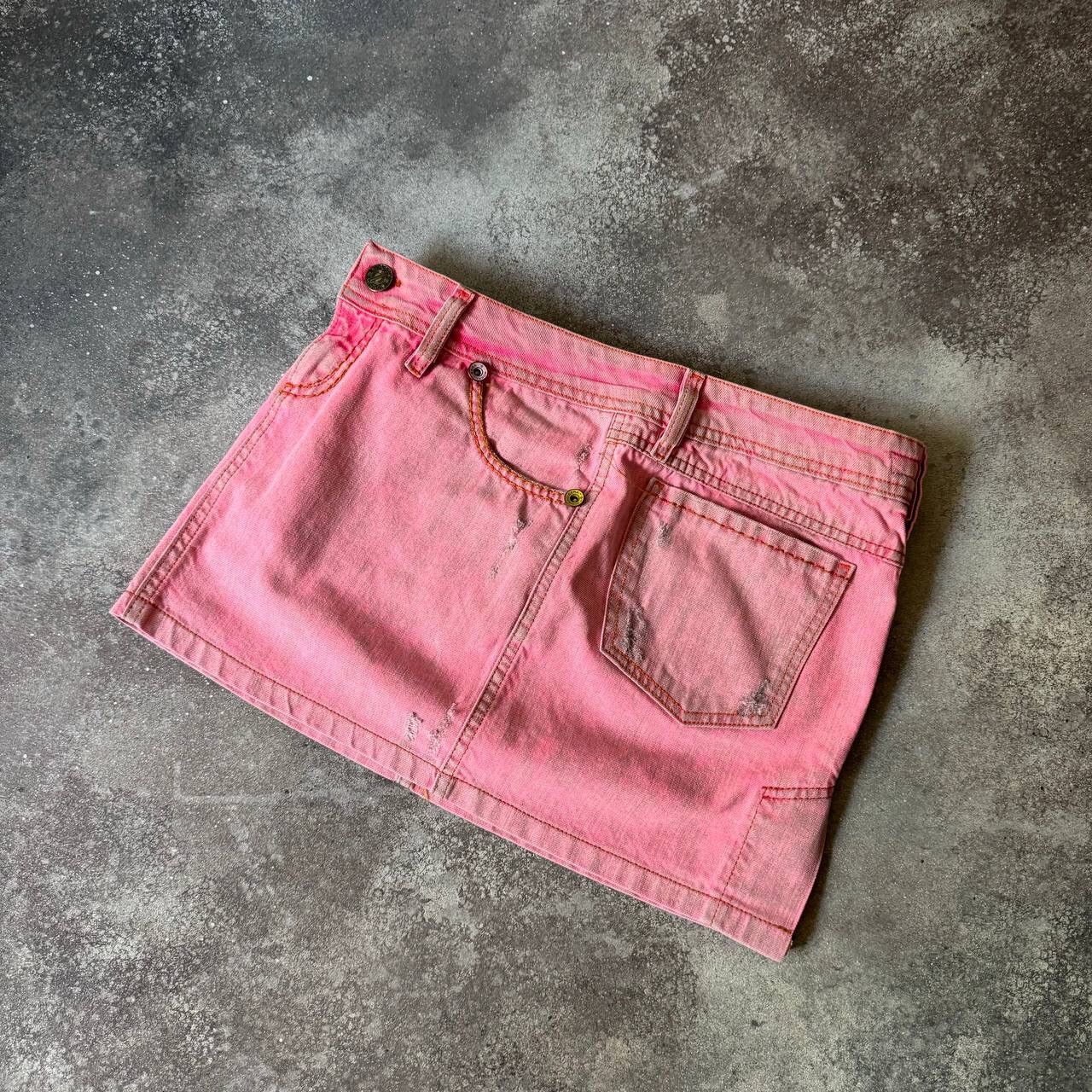 20471120 × Hysteric Glamour × Japanese Brand Japanese Style Super Sexy Pink Faded Mini Skirt Size 29" - 8 Thumbnail