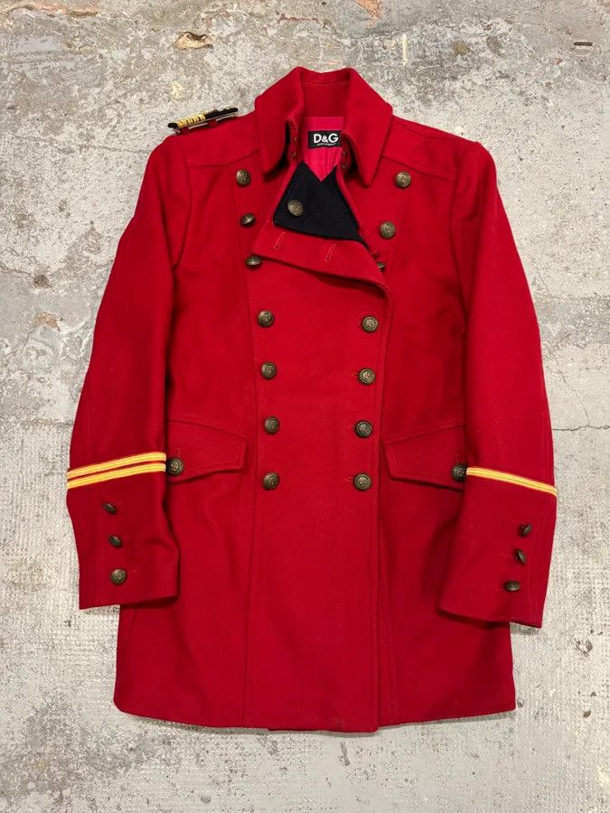 Dolce & Gabbana FW2006 Dolce & Gabbana Red Wool Double-Breasted Officer Coat Size US M / EU 48-50 / 2 - 1 Thumbnail