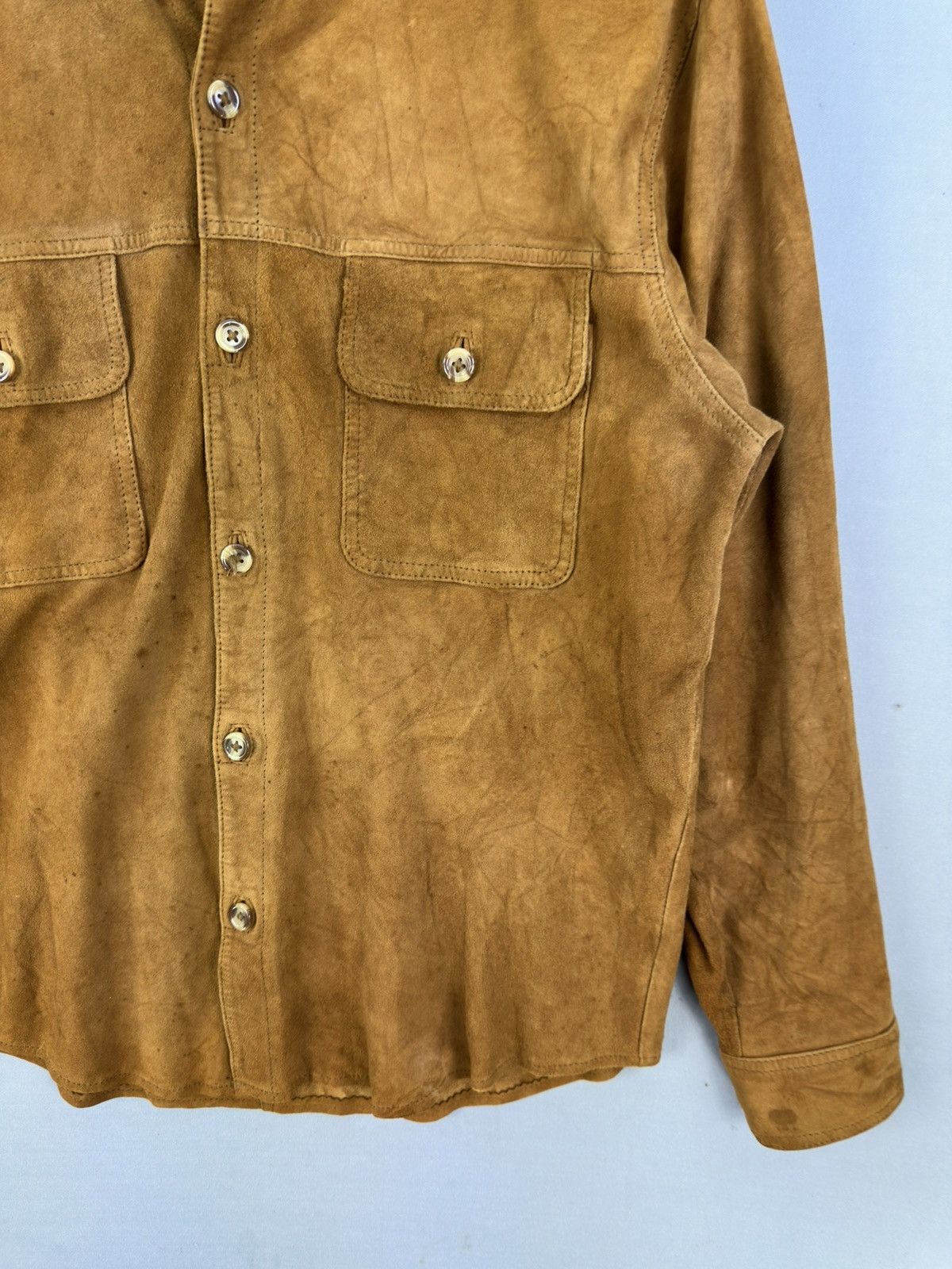 Japanese Brand Enzo Rossi Milano Flannel Shirt Lamb Skin Leather Jacket Size US M / EU 48-50 / 2 - 3 Thumbnail