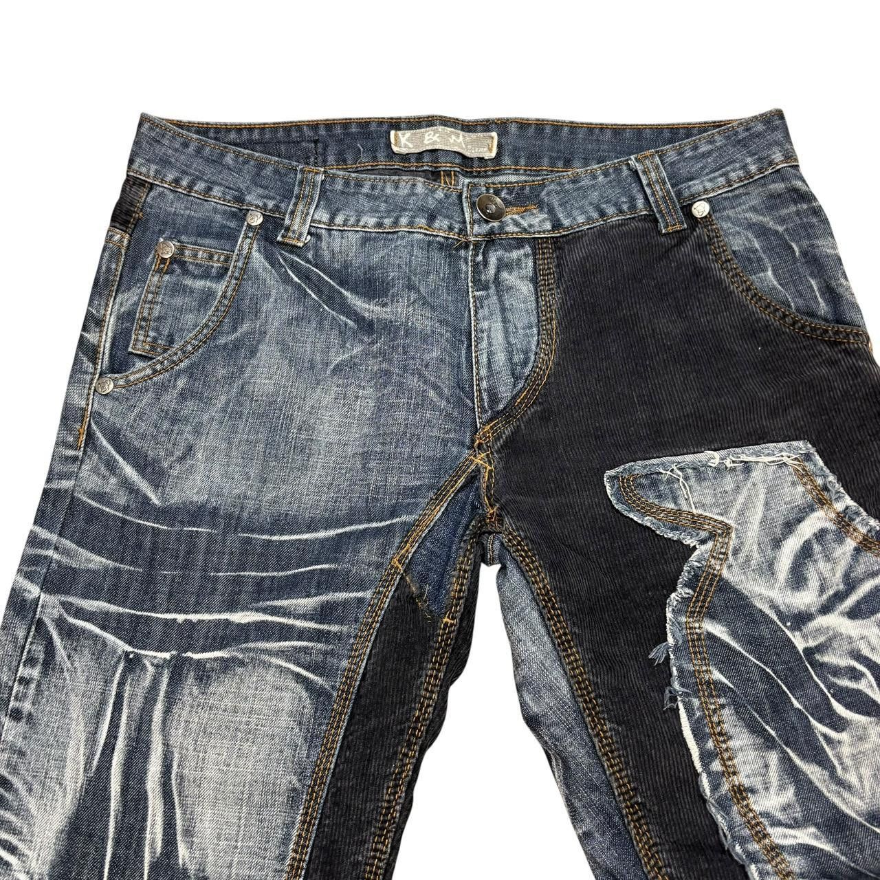 Japanese Brand Y2K Patchwork Distressed Wide-Leg Jeans Size US 34 / EU 50 - 4 Thumbnail