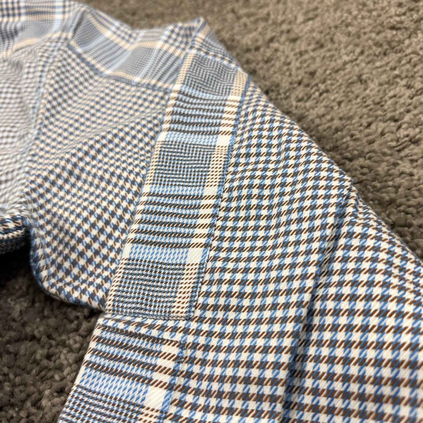 Robert Graham Robert Graham Shirt Mens 2XL Blue Glen Plaid Houndstooth Flip Cuff Long Sleeve Button-Up Casual Party/Cocktail Mens Size US XXL / EU 58 / 5 - 6 Thumbnail