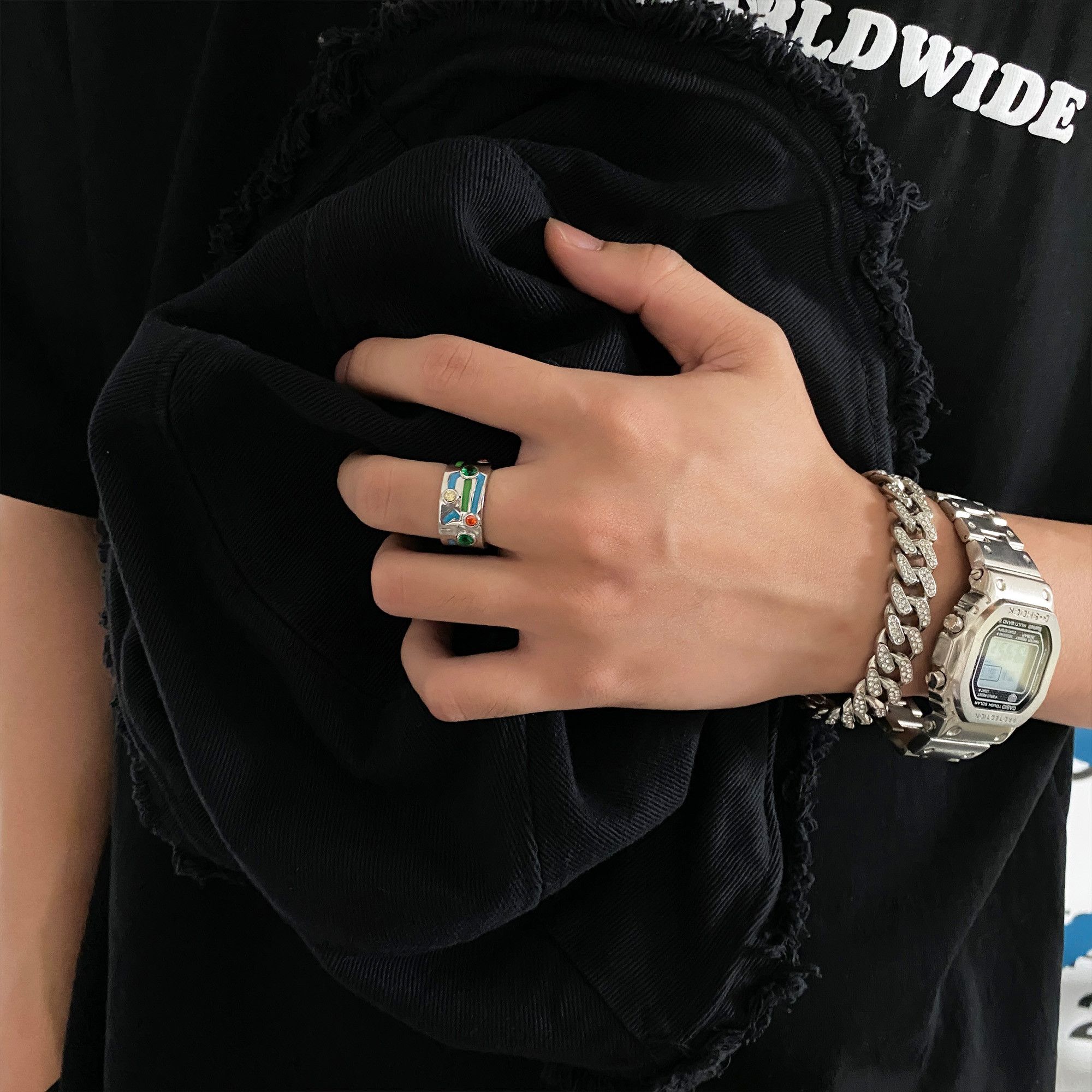 Jewelry Vintage Jewelry Rings Open Size Chrome Ring (Size 7-13) Size ONE SIZE - 4 Thumbnail