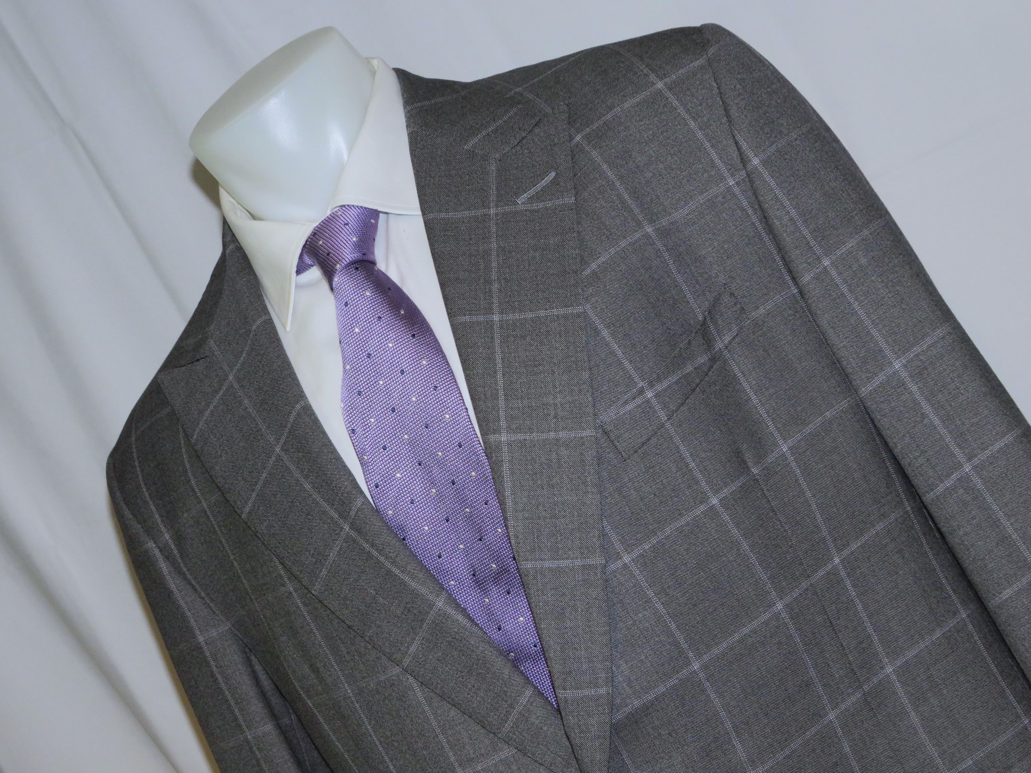 Alan Flusser Gray Windowpane Two Button Suit 42L Size 42L - 7 Thumbnail