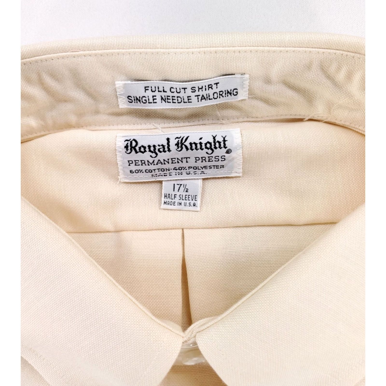 Vintage VINTAGE Royal Knight Shirt Short Sleeve Cream 70s 80s Made USA Mens 17.5 Size US XXL / EU 58 / 5 - 4 Thumbnail