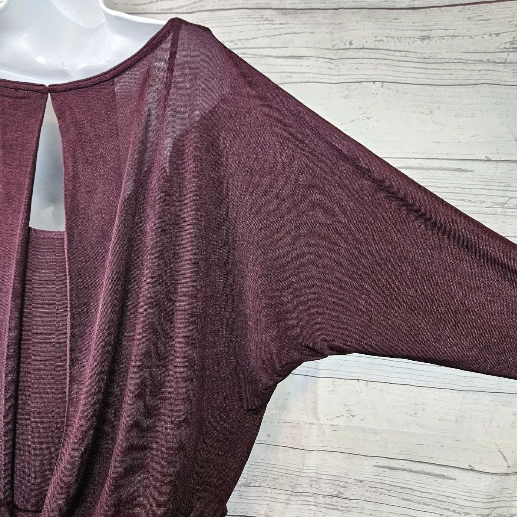 White House Black Market White House Black Market Burgundy Womens Blouson Dress Sz Medium Dolman Sleeve Size M / US 6-8 / IT 42-44 - 5 Thumbnail