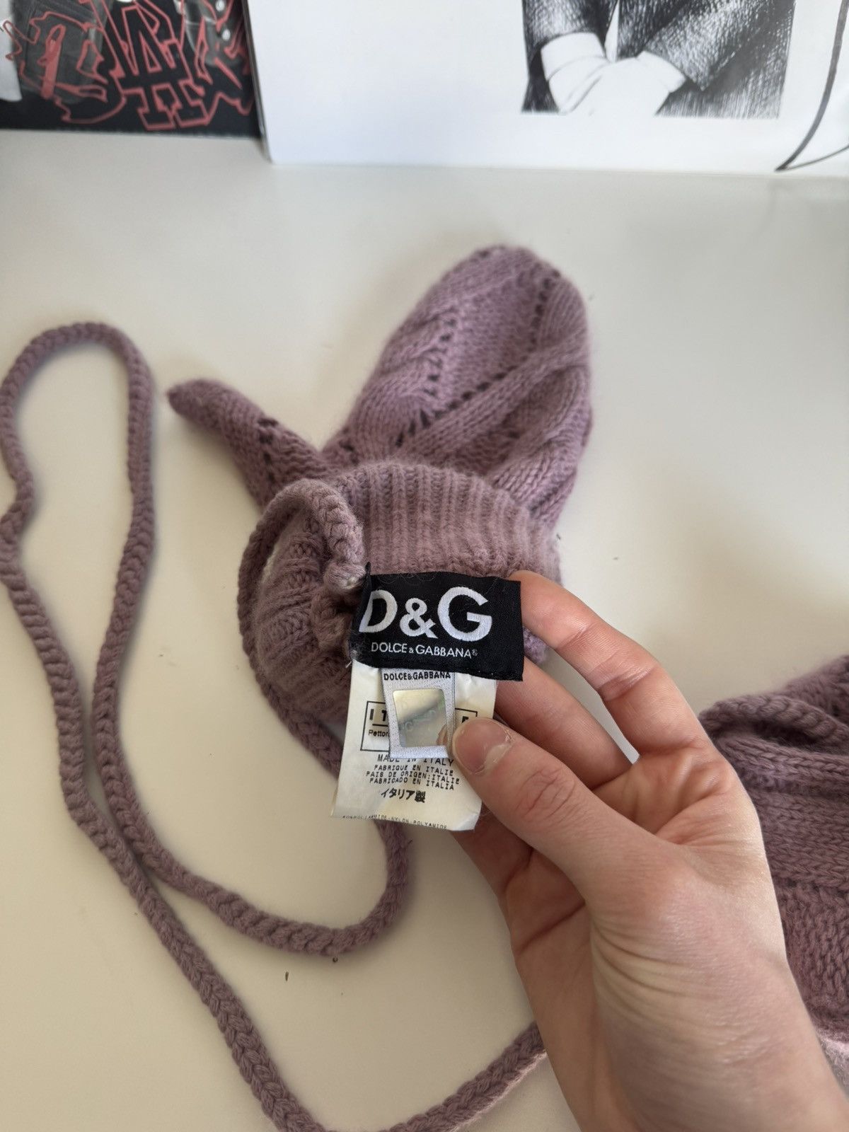 Dolce & Gabbana Dolce & Gabbana D&G Archive Knit Mittens Pink Wool Gloves Size ONE SIZE - 7 Thumbnail