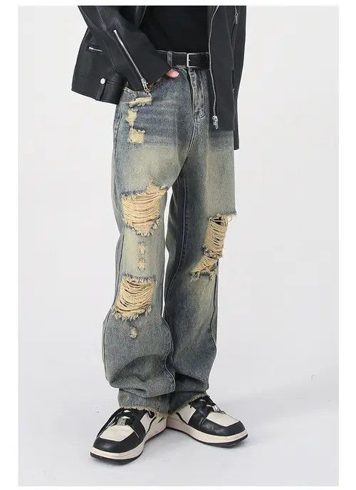 VIBE Vintage distressed washed high street loose ripped jeans Size US 32 / EU 48 - 3 Thumbnail