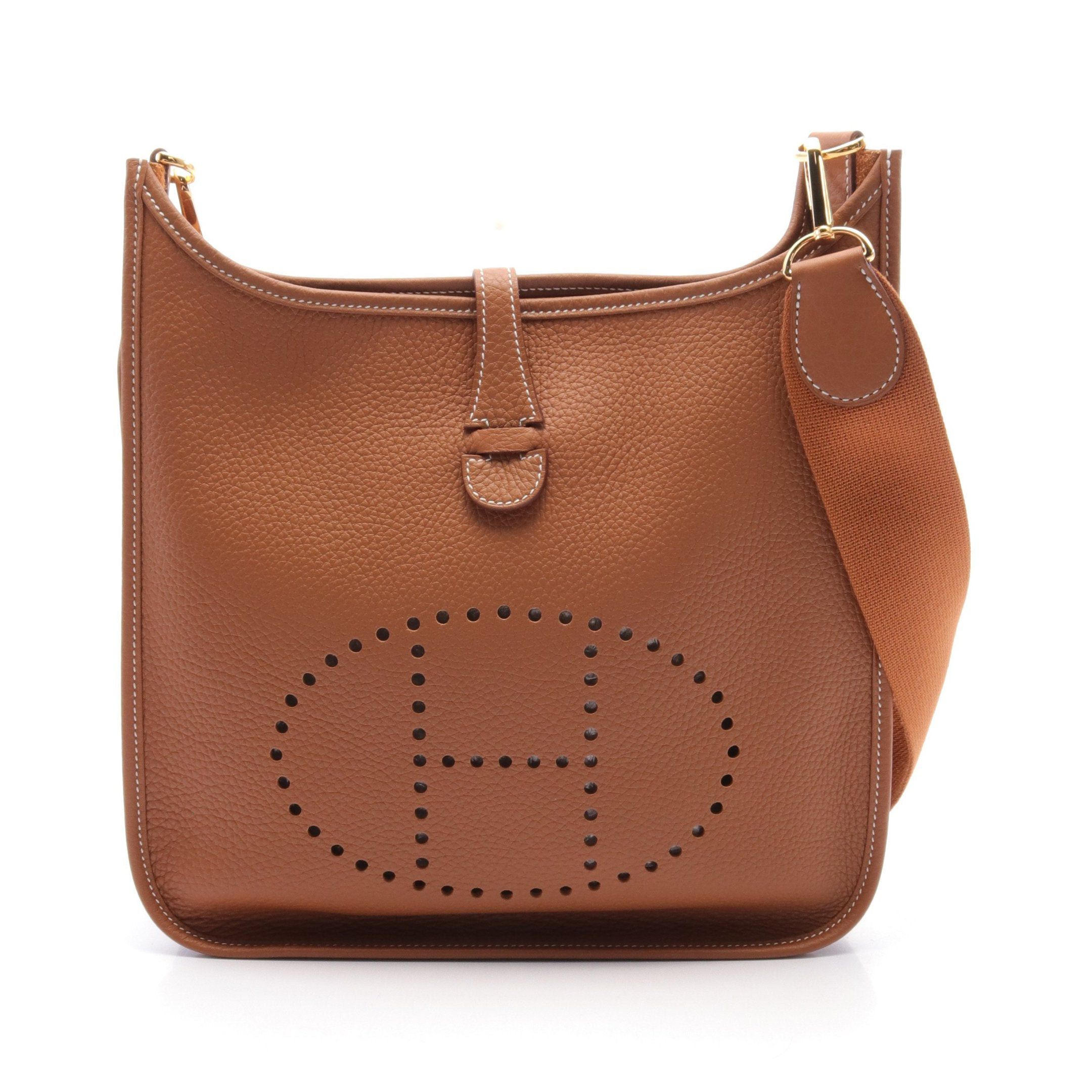 Hermes Hermes Evelyn 3 Troyes Pm Gold Shoulder Bag Clemence Leather Brown Hardware Double Engraved Size ONE SIZE - 1 Thumbnail