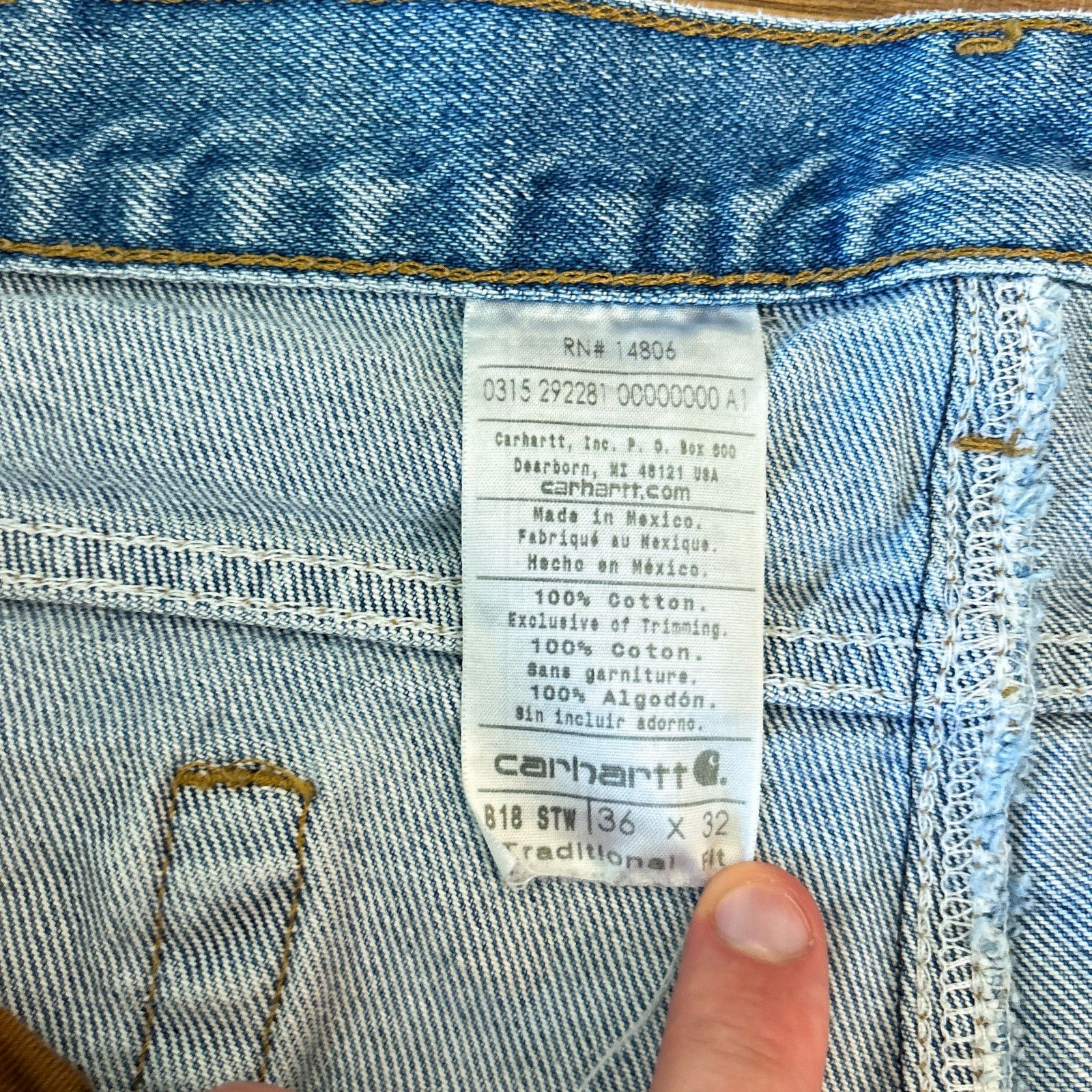 Carhartt Carhartt B18 STW Traditional Fit Work Blue Denim Jeans 36x32 Size US 36 / EU 52 - 7 Thumbnail