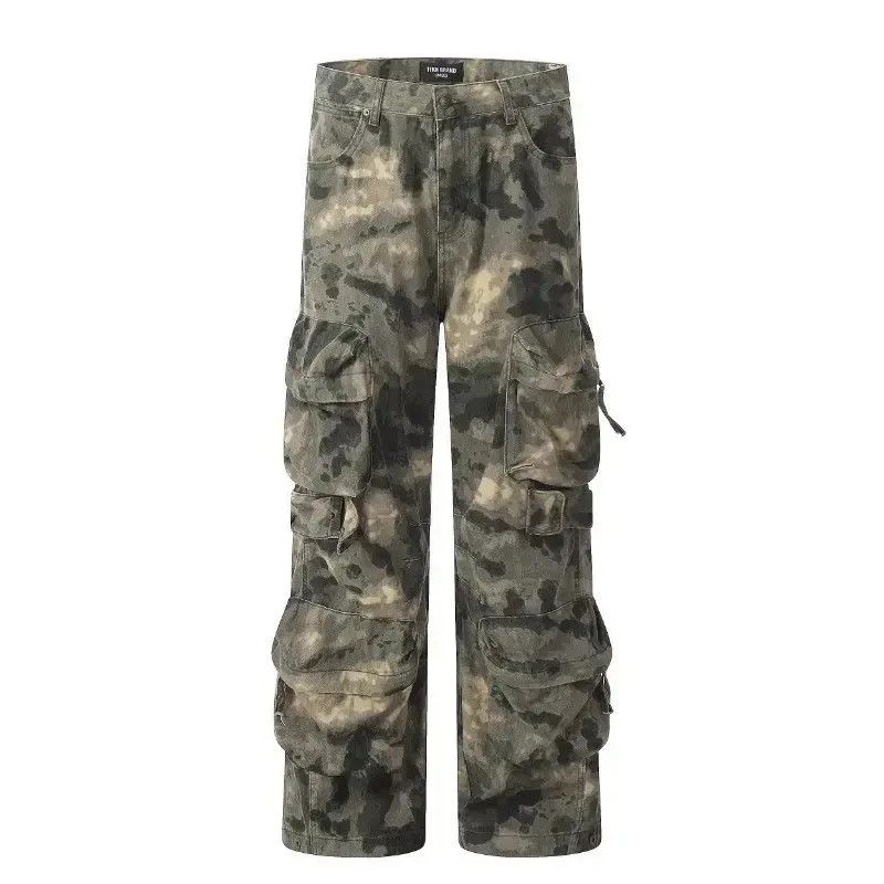 Japanese Brand Retro loose camouflage wide leg pocket jeans Size US 32 / EU 48 - 5 Thumbnail