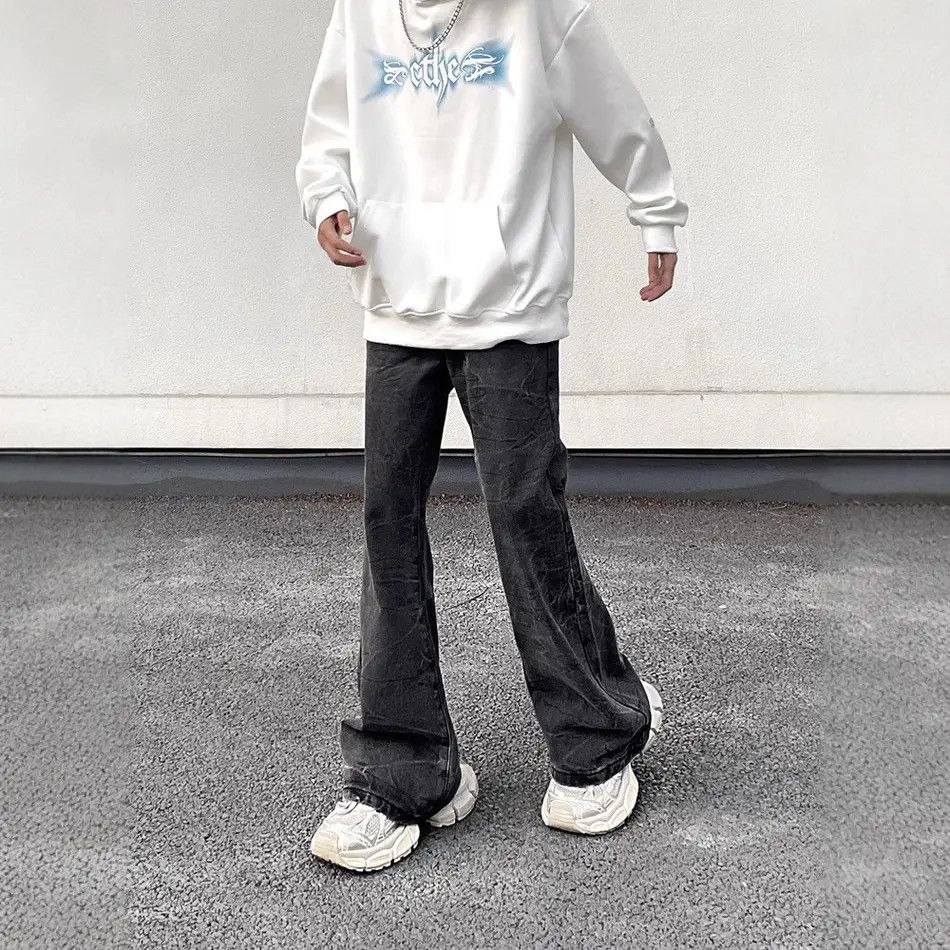 Japanese Brand Retro loose straight leg micro flared jeans Size US 32 / EU 48 - 3 Thumbnail