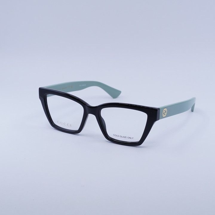 Gucci Gucci GG1715O 004 Eyeglasses Shiny Black/Teal 53mm Cat Eye Size ONE SIZE - 1 Thumbnail