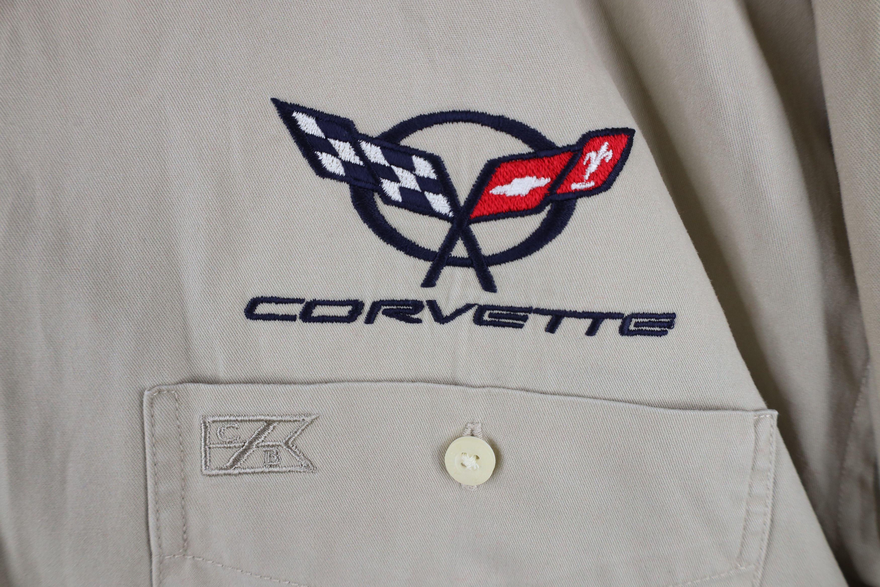 Vintage Vintage Spell Out Corvette Racing Button Down Shirt Beige Size US XL / EU 56 / 4 - 4 Thumbnail