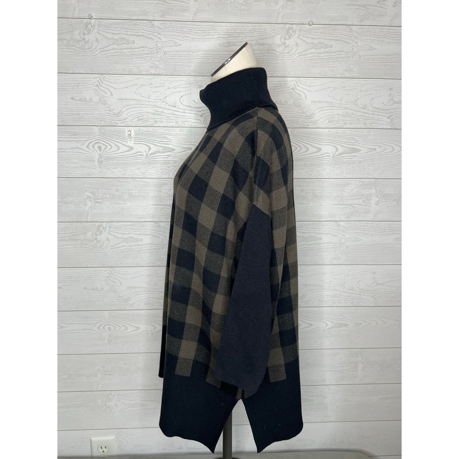 Loft Loft Outlet black/taupe buffalo check sweater Size Large Size L / US 10 / IT 46 - 3 Thumbnail
