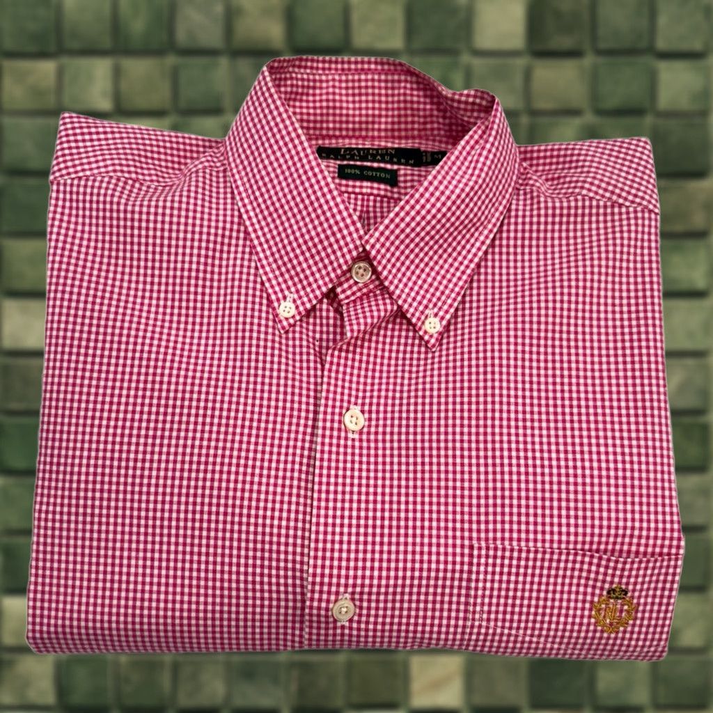 Ralph Lauren VINTAGE Ralph Lauren Shirt Mens Medium Button Up Pink Check Crest Short Sleeves Size US M / EU 48-50 / 2 - 1 Thumbnail