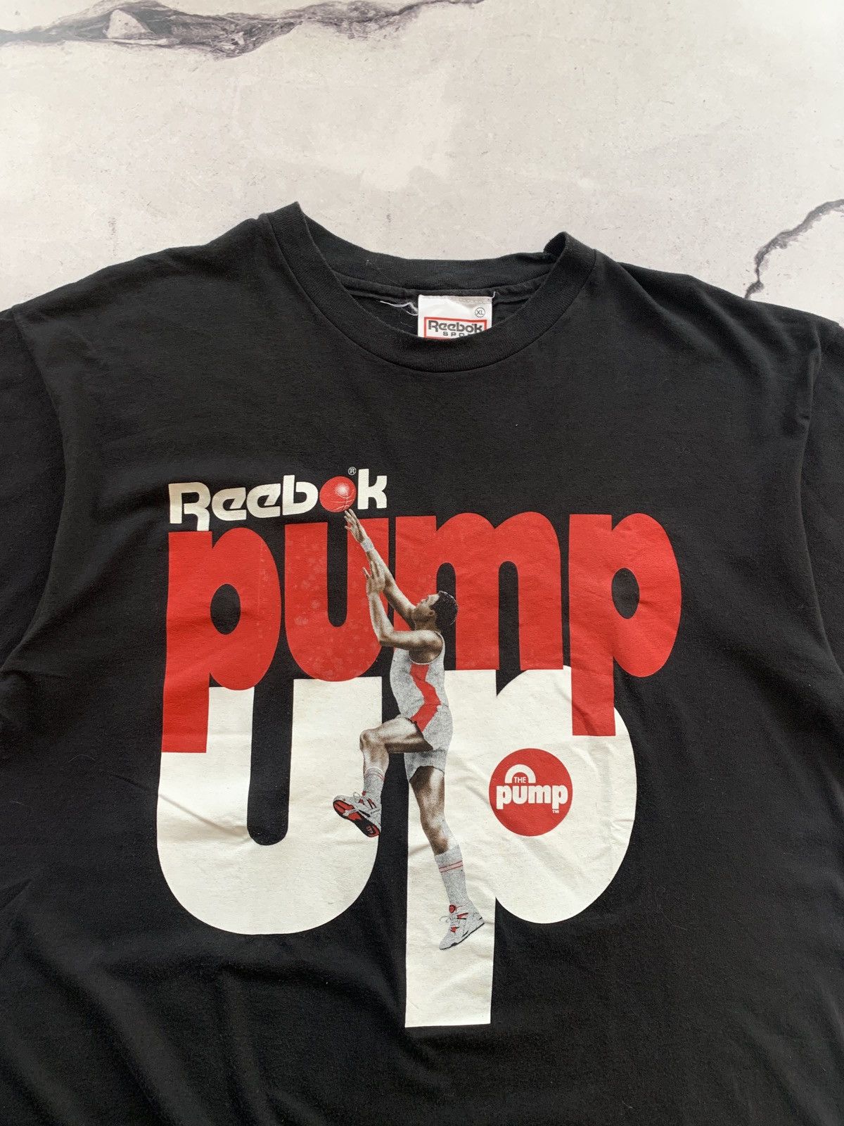 Reebok Reebok Vintage 90s Pump Up T-Shirt Black Single Stitch Size US XL / EU 56 / 4 - 4 Thumbnail