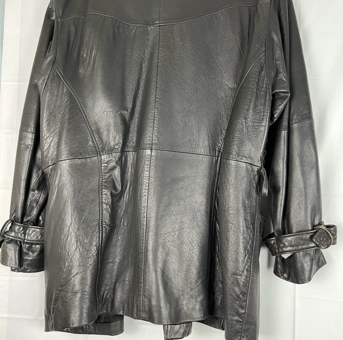Vintage G-III Black leather trench coat