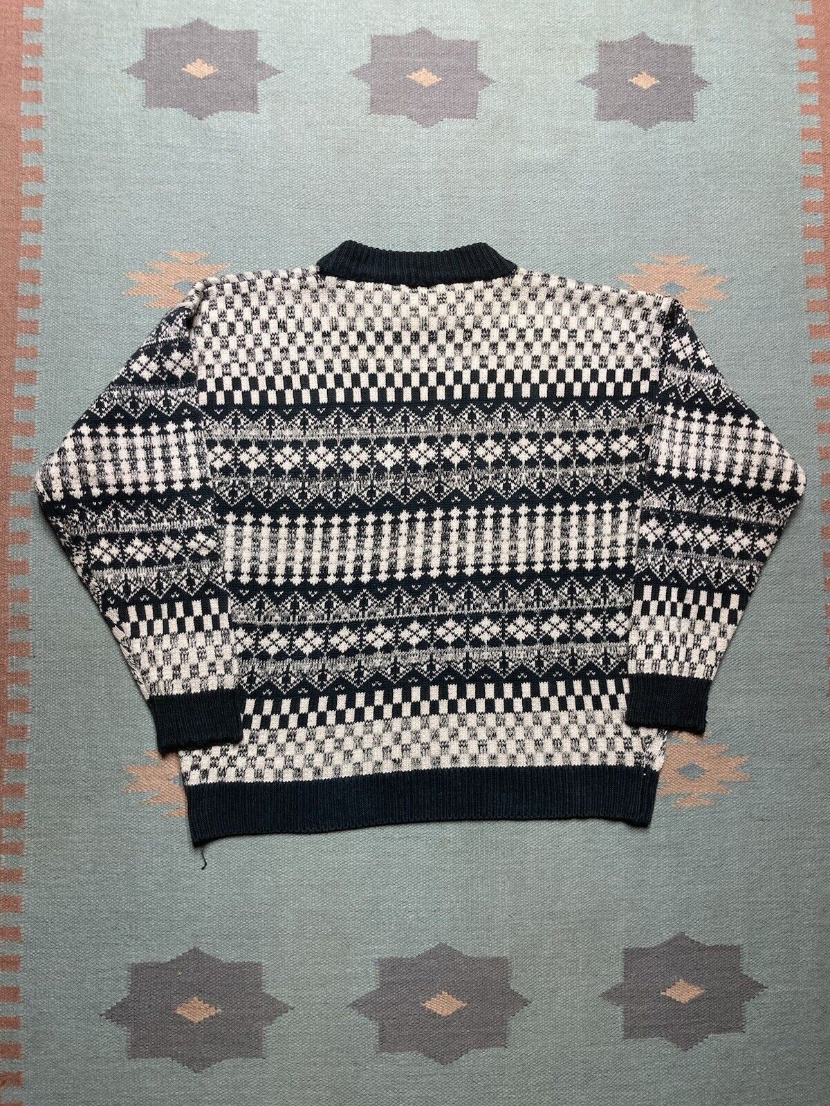 Vintage VTG sweater ramie knit heavyweight checker argyle snow XL Size US XL / EU 56 / 4 - 6 Thumbnail