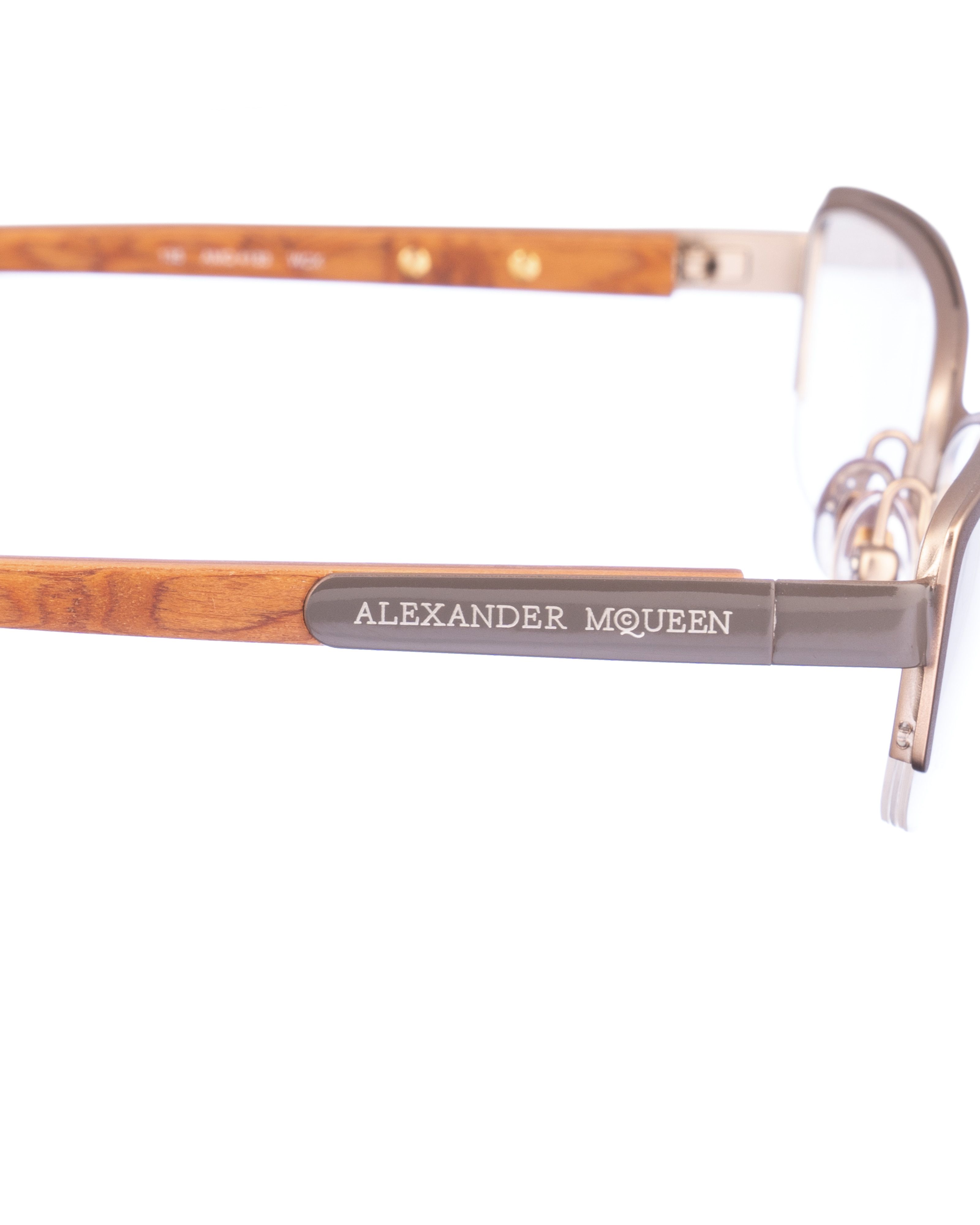 Alexander McQueen Alexander McQueen 90s Wooden Matte Gold Glasses Size ONE SIZE - 3 Thumbnail