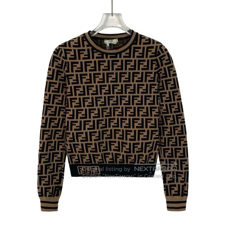 Fendi Fendi Brown Logo Letter Full-Print Round Neck Long Sleeve Size XXS / US 00 / IT 34 - 1 Thumbnail