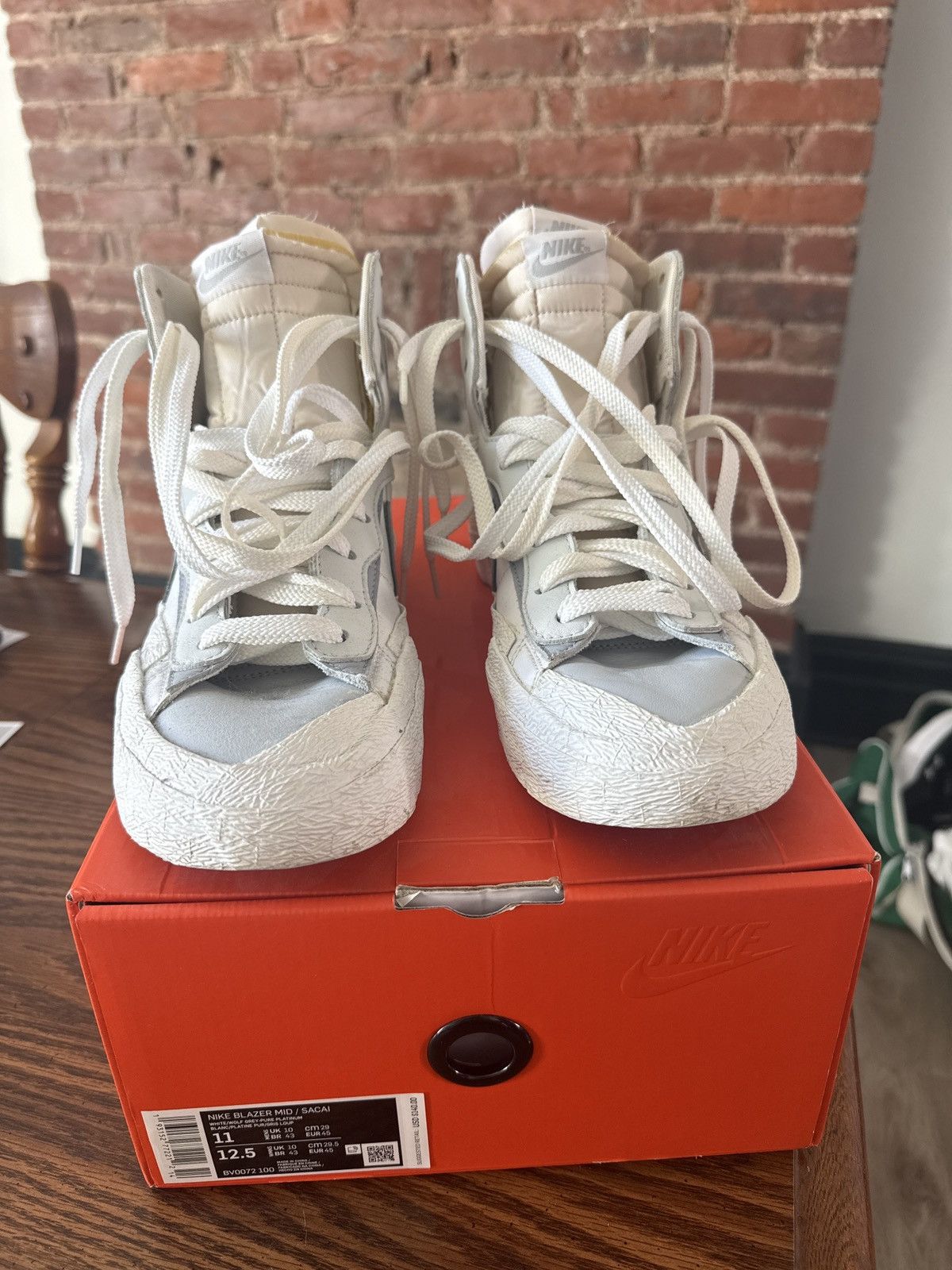 Nike × Sacai Nike Blazer High Sacai White Grey Size US 11 / EU 44 - 4 Thumbnail