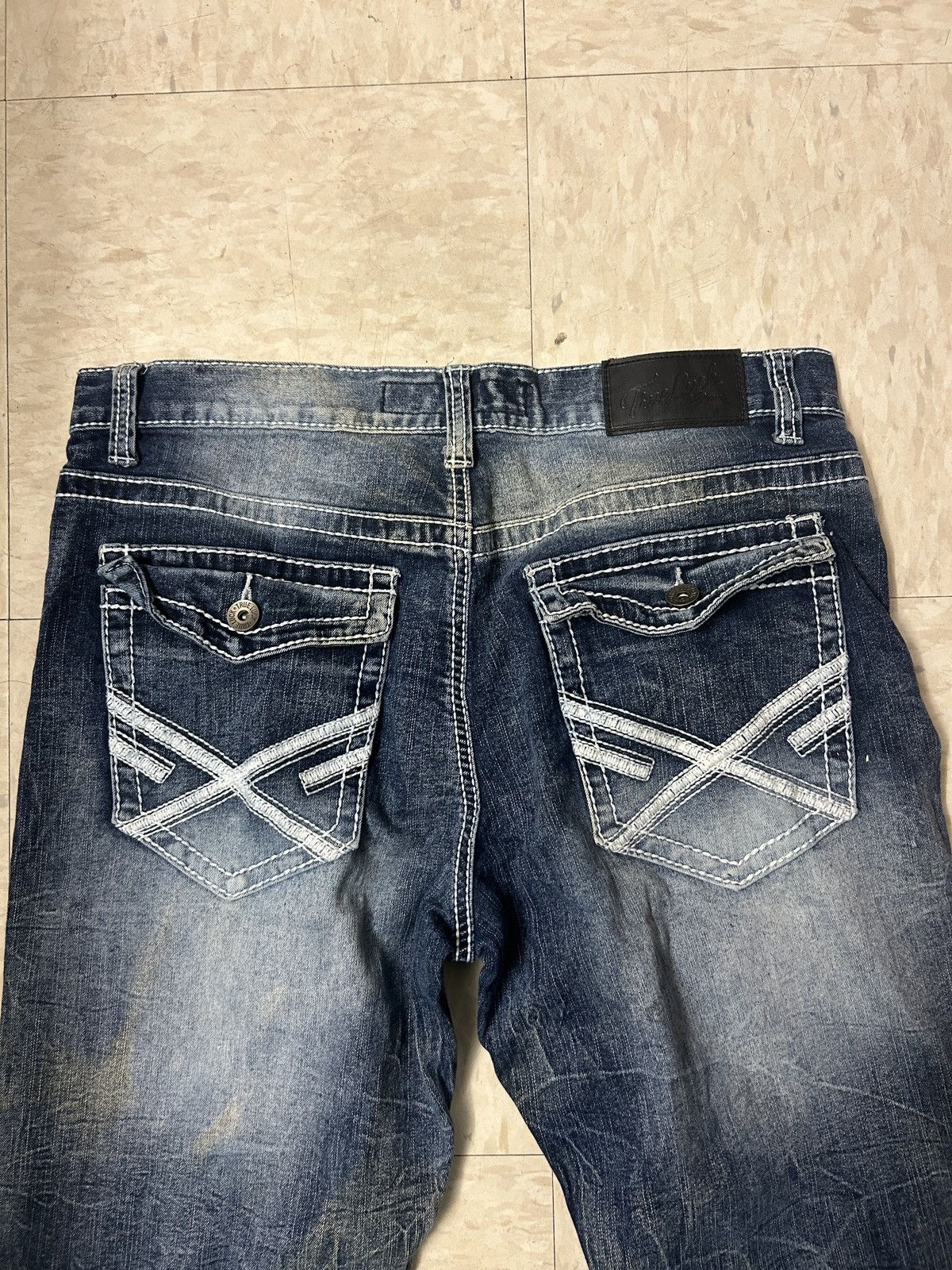 True Religion True Luck Blue Denim Jeans With Embroidered Pockets Size US 34 / EU 50 - 1 Thumbnail