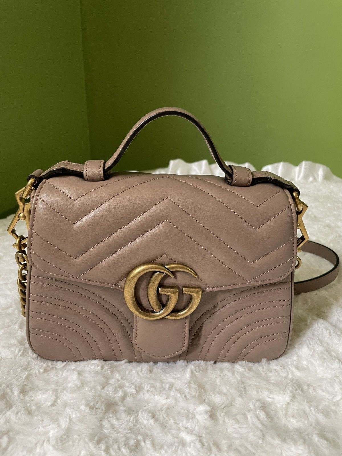 Gucci Gucci GG Marmont Dusty Pink Mini Top Handle Bag Size ONE SIZE - 1 Thumbnail