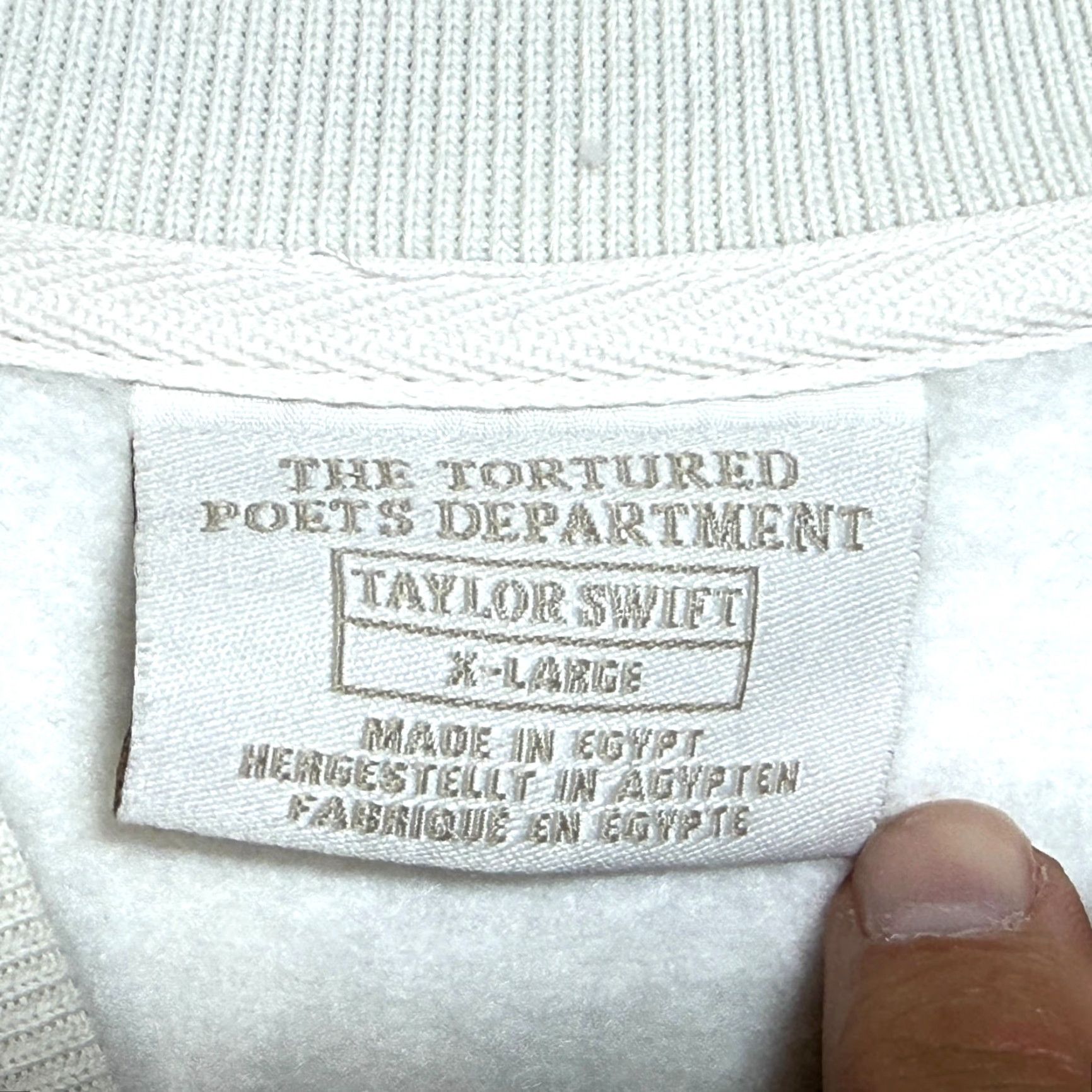 Vintage Taylor Swift The Tortured Poets Department Album Merch Sweatshirt XL Women Pullover Beige Logo Graphic Print Long Sleeve Sweatshirt Size XL / US 12-14 / IT 48-50 - 4 Thumbnail