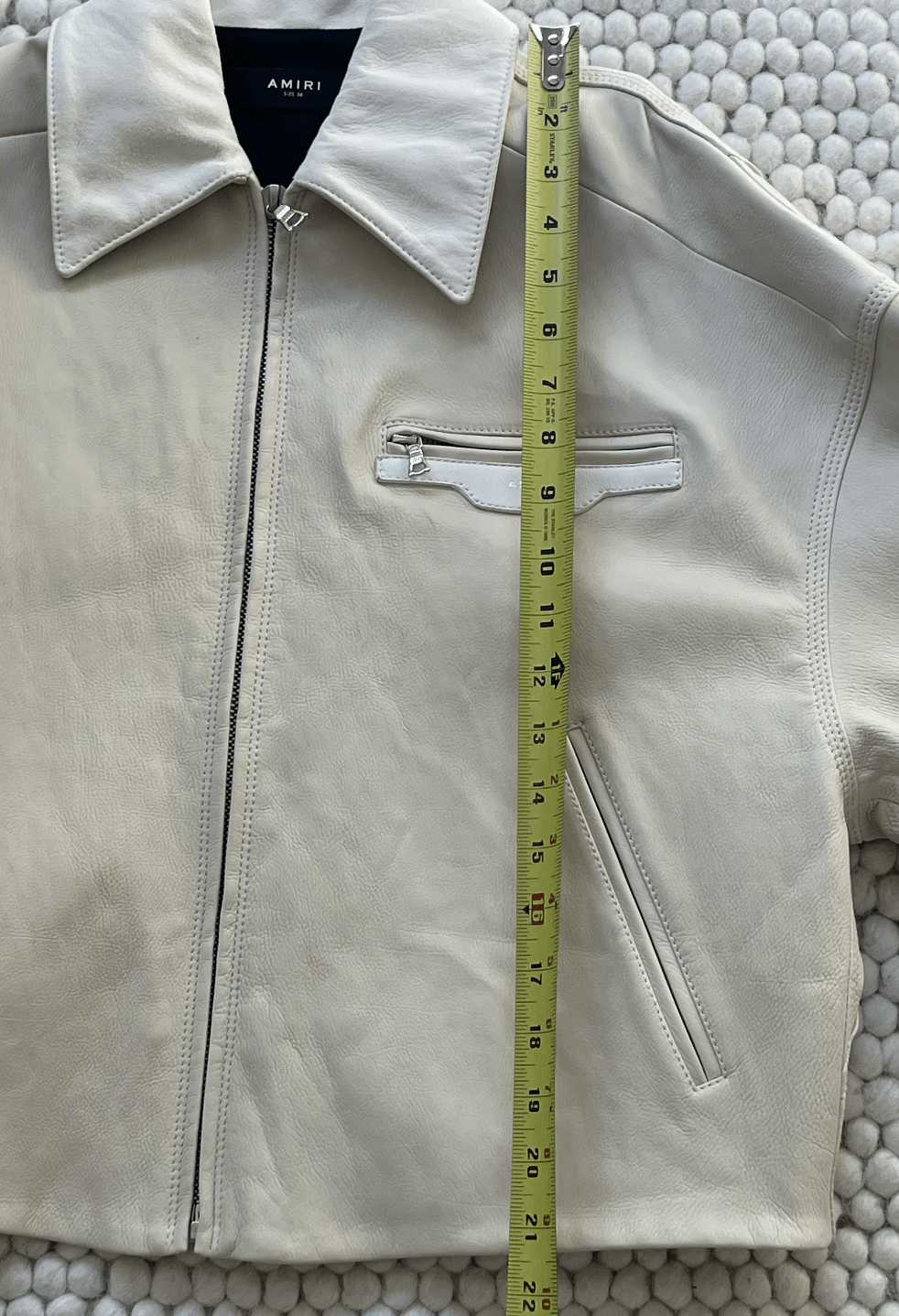 Amiri AMIRI Women’s Leather Zip Jacket – Bone White Size M / US 6-8 / IT 42-44 - 10 Thumbnail