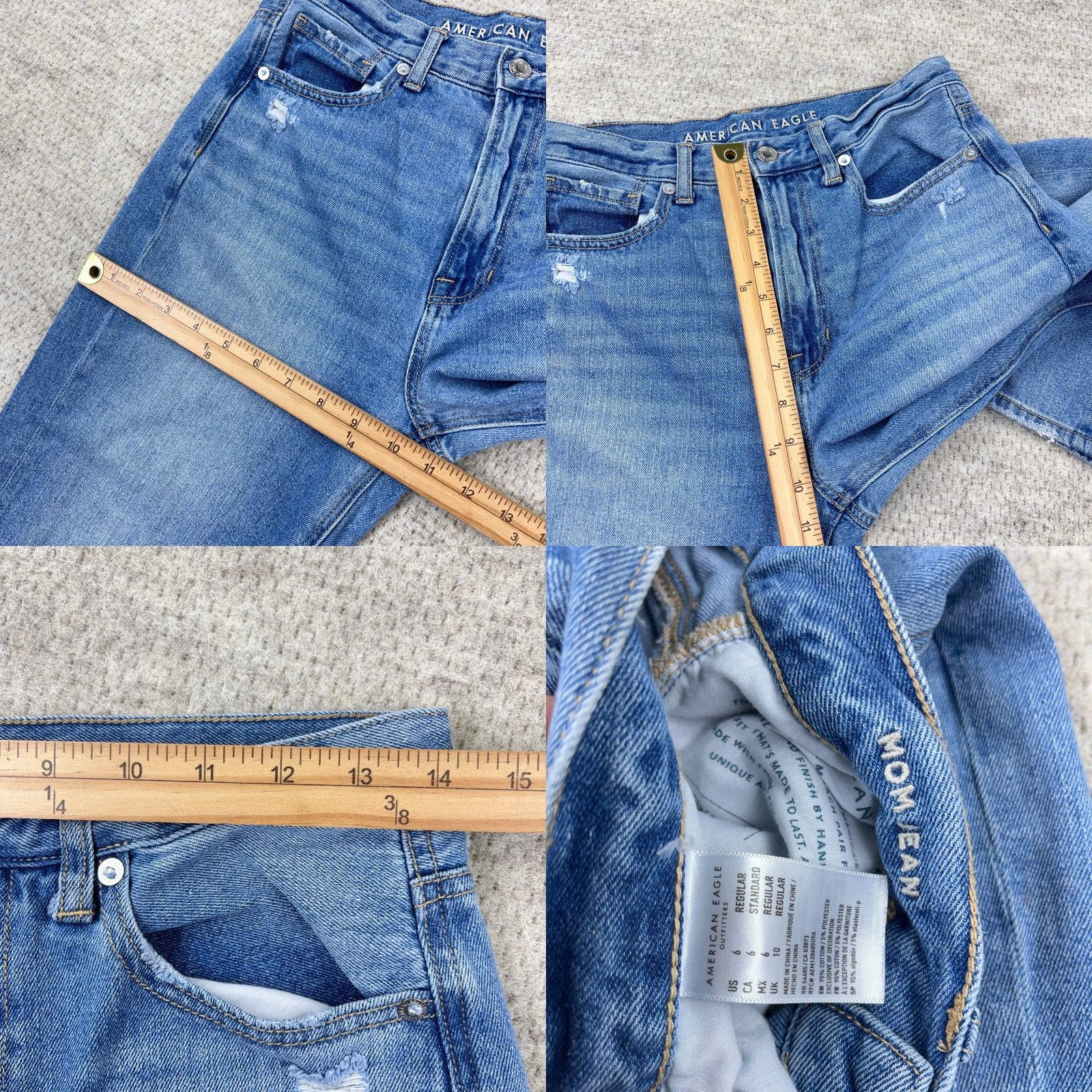 American Eagle Outfitters VINTAGE American Eagle Jeans Women 6 Mom Jean High Waist Ripped Distressed Baggy N Size 28" / US 6 / IT 42 - 8 Thumbnail