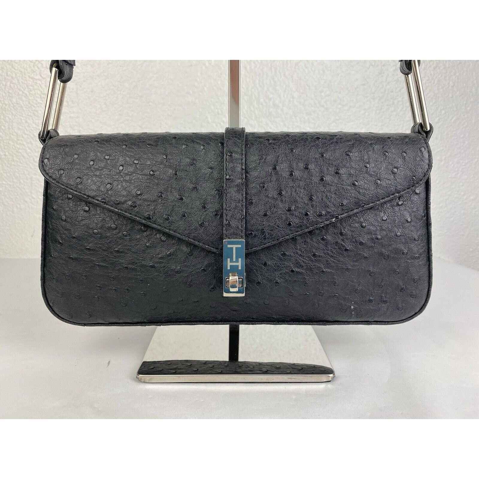 Tommy Hilfiger VTG Tommy Hilfiger Black Ostrich Leather Small Shoulder Bag Size ONE SIZE - 1 Thumbnail