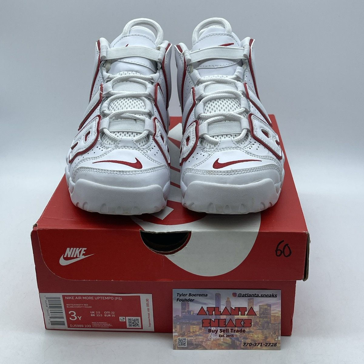 Nike Air more uptempo white varsity red Size US 4 / IT 34 - 2 Thumbnail